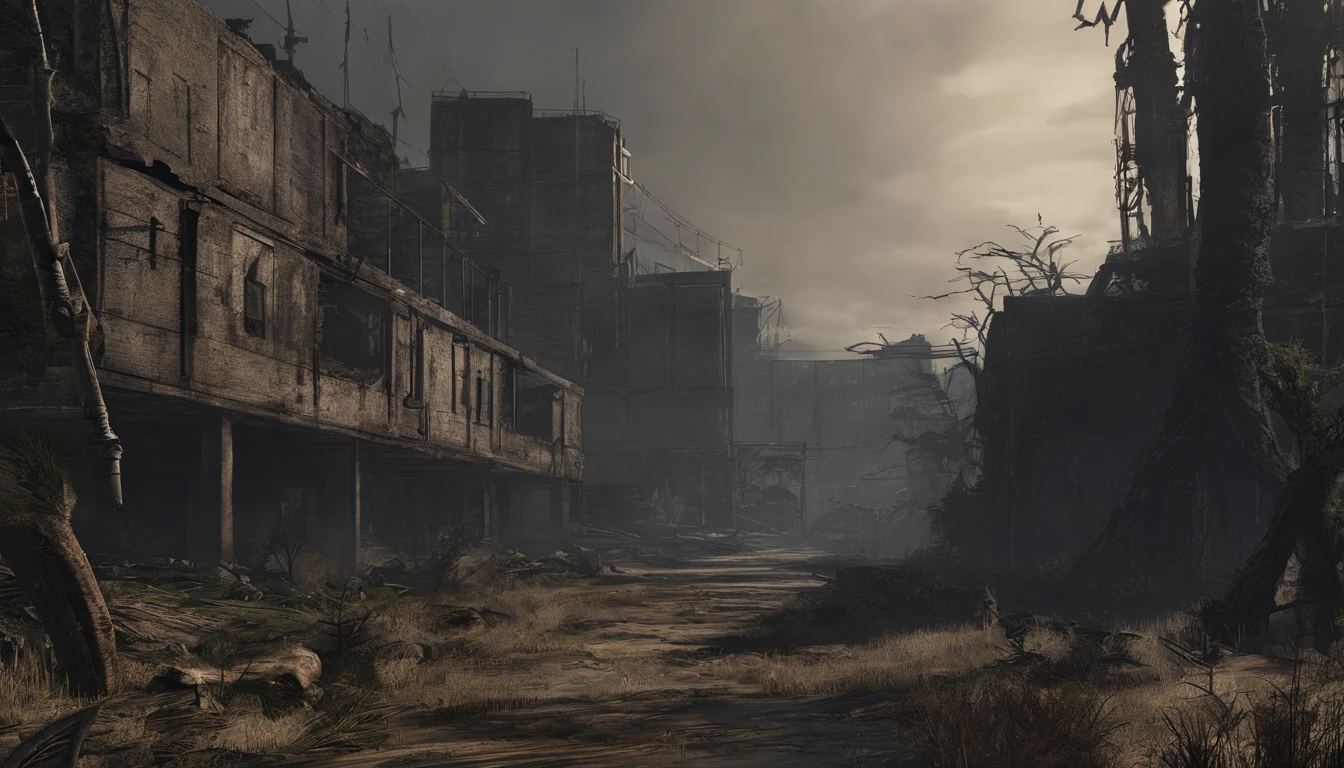 scenecy, zombies apocalipsis, ln the forest, Cidade abandonada, rust, survivor, zombi, Dominant vegetation