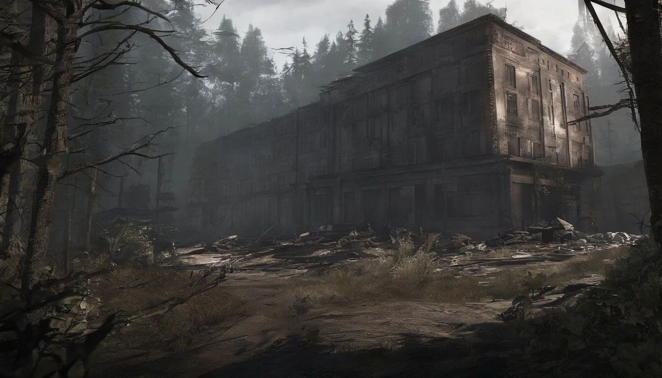 scenecy, zombies apocalipsis, ln the forest, Cidade abandonada, rust, survivor, zombi, Dominant vegetation