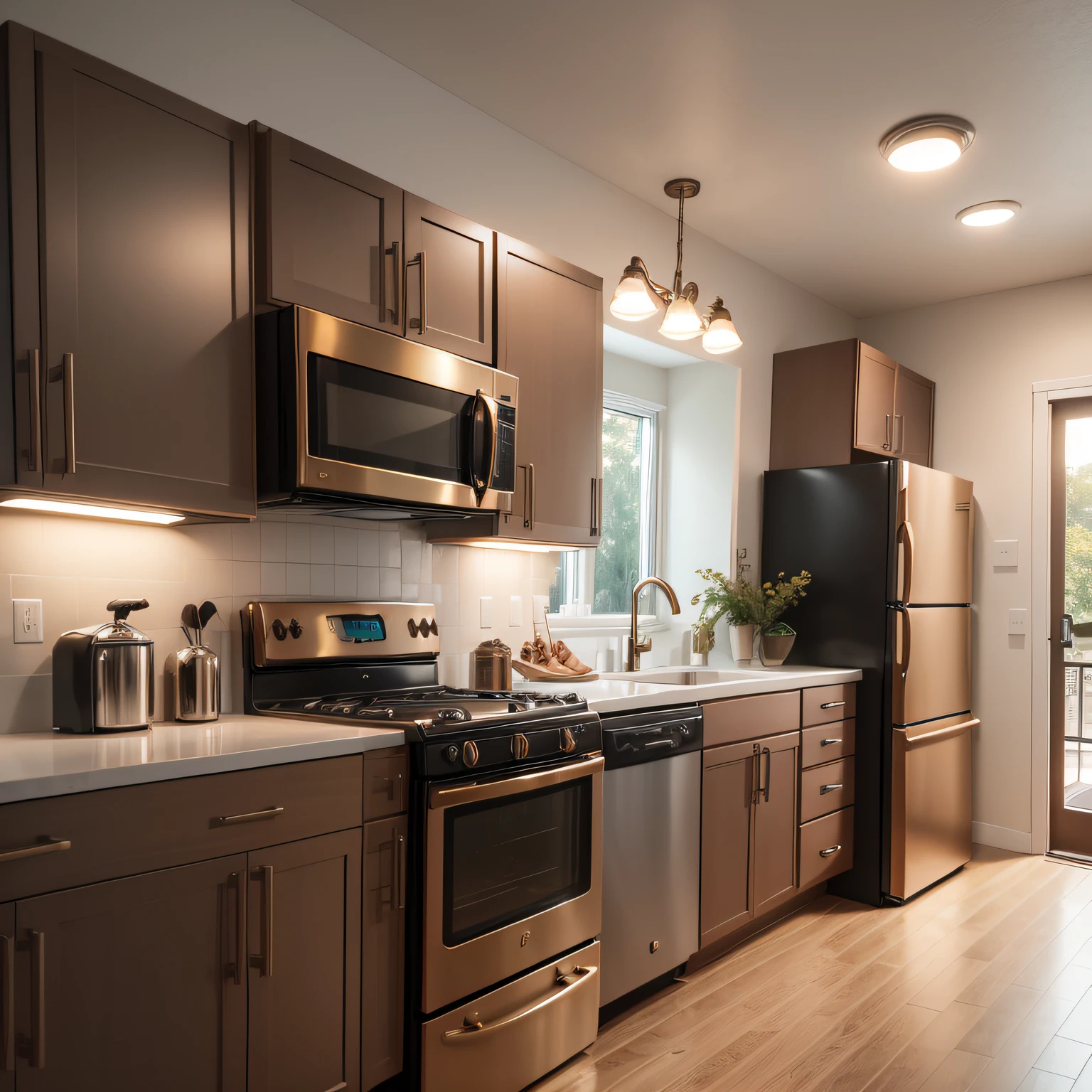 Sunset bronze appliances with Cabinet and Drawer Facelift