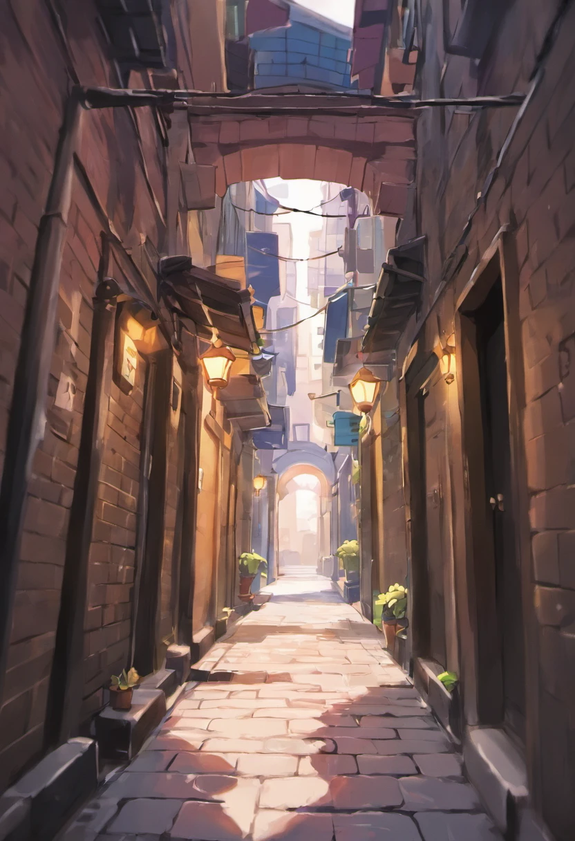 Dirty and dark alley. Visto desde frente