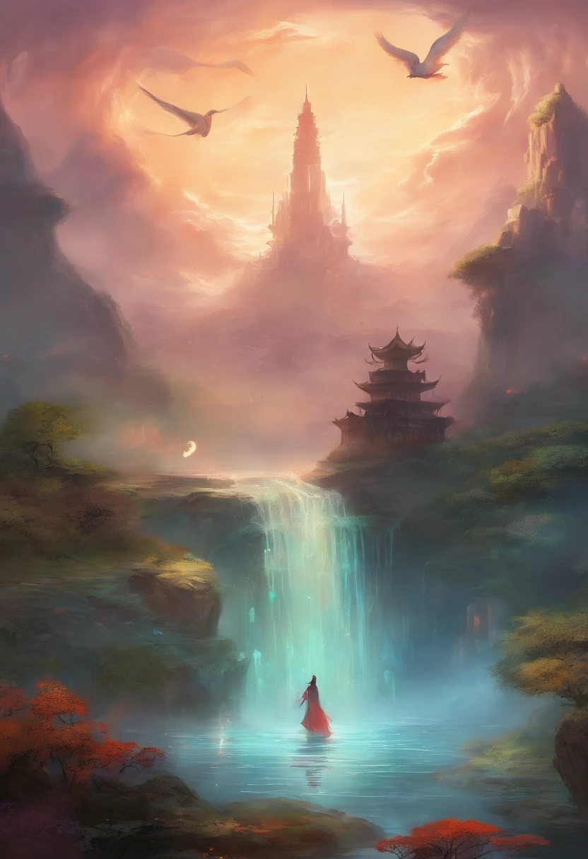(Best quality,16K,A high resolution,Masterpiece:1.3), full bodyesbian, long leges:1.2, Perfect figure:1.4 (Busty:1.2), melancholy face, A yearning for love, Affectionate, Chinese style,Murakami,Deciduous dusk