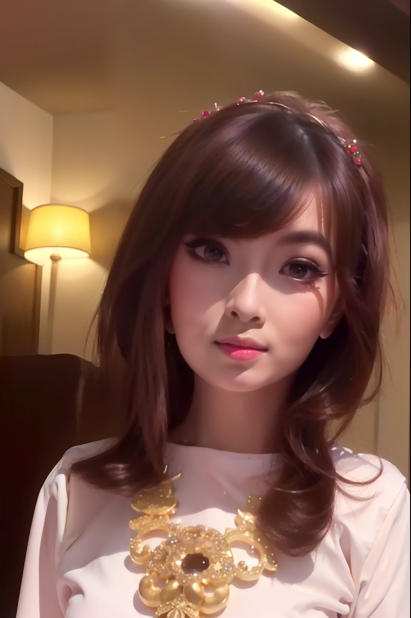 1 27-year-old girl, 1 zodiac goddess from the future, 12 zodiac goddess pink purple, 12 zodiac goddess ao dai thin sexy yellow deep slit chest, 12 zodiac ao dai many details black lace deep slit chest, goddess mythology 12 zodiac from the future, zodiac , luxury glittering zodiac style, dark and mysterious version, zodiac crown, red lipstick, thin and pretty lips, don't smile, keep your mouth shut, character created by karol bak and pino daeni, intricate details, detailed background, extremely detailed, light magic, one person woman, perfect face, clear face, look at the face of the goddess of the zodiac, Blums boods, Big and round breasts, long hair with flat bangs, beautiful detailed face and well-proportioned eyes, (yellow eyes: 1.8), big round eyes and very beautiful and meticulous makeup, visionary, wearing a long silk shirt, mysterious makeup, flat bangs and dyed light blonde, the upper half of the body is a goddess the zodiac sign on the body, arms hanging down, Real and vivid images, (the stars that make up the zodiac: 1.7), (the zodiac sign in the sky background and the broken gate of space and time, texture: 1.8), fiction art, RAW photo, hanfu photo, best photo, highest resolution, best quality, best photo quality, 8k quality, 8k extreme, super realistic, most realistic photo, 12 zodiac goddess portrait art, 1 symbol of 12 zodiac behind, single goddess portrait 1 zodiac sign, Most realistic color scheme, best photo color, masterpiece , hair decoration, necklace, jewelry, Pretty face, upper body, tyndall effect, photo realistic, dark studio, border light, bright two tones, (high detail skin: 1.2), 8k uhd, dslr, soft light, high quality, volumetric light, realistic, snapshot, high resolution, 4k quality, 8k, bokeh, Smooth and sharp, 10x pixel increments , Female sexy zodiac goddess, sexy zodiac goddess,