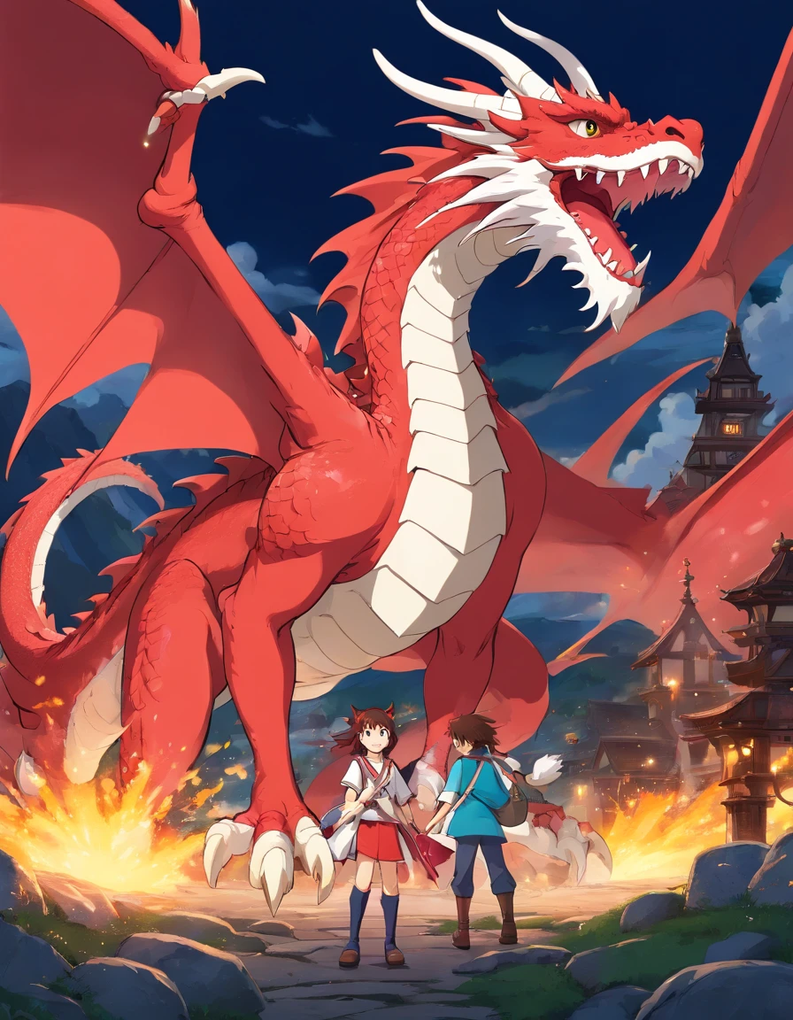 Red White Dragon Big European Dragon Anime RPG Game Character Design