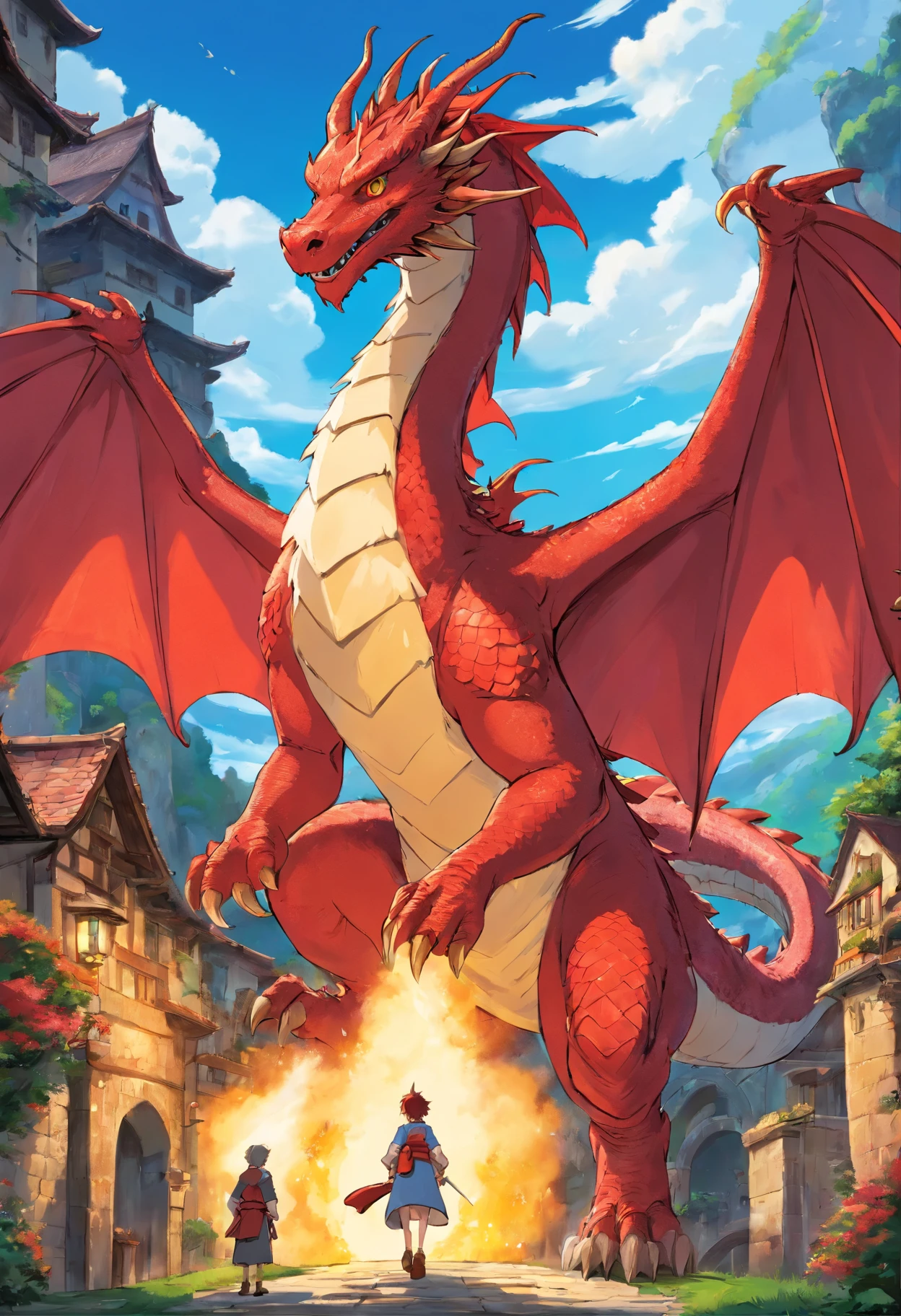 Red Dragon European Dragon Big Anime Rpg Game Character Design