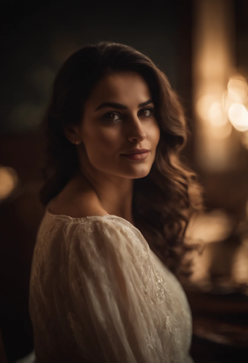 1girl, (Realistic:1.3), standing, Photo, gorgeous, feminine,solo, realism, cute shirt, dark background, oil painting, masterpiece, diffuse soft film lighting, portrait, best quality (perfect face:1.4), ultra-realistic highly detailed intricate realistic simulation style photo sharply focused on eyes, cinematic lighting, dark skin, beautiful,