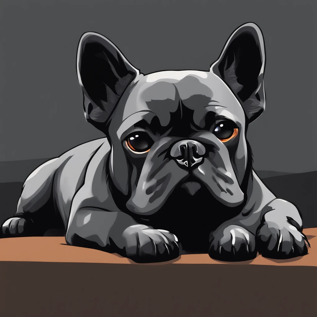 a gray dog with a black nose, fat chibi dog, angry dog, sad dog, frowning expression, anime dog, illustration of a dog, frowning, dog from the void, an angry expression, discord emoji, dog head, dog attacking tokyo, anime visual of a cute dog, dog face, cyberdog, tired haunted expression, simple black background