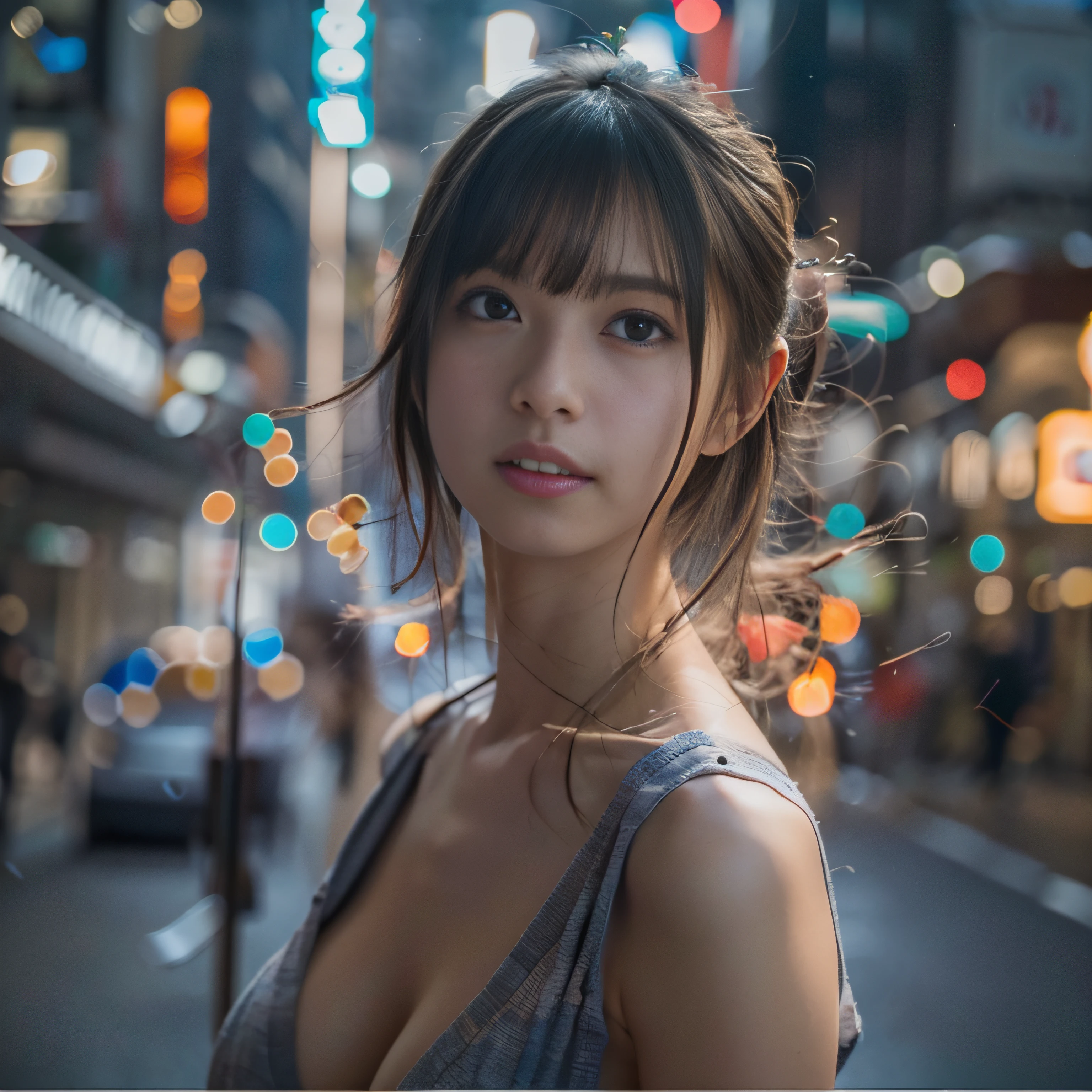 1人、on tokyo street、A city scape、night cityscape、Neon Street、(((fullnude)))、a closeup、A smile、、(8K、Raw photography、top-quality、masterpiece:1.2)、(realisitic、photoRealstic:1.37)、Highly detailed eyelash drawing、(((Top image quality))),Colossal tits、Fine skin, (Beautiful hair), (Perfect Anatomy), (Realistic), (Dynamic Angle), Pose Seductive,Perfect,Sensual look、top-quality、hight resolution、