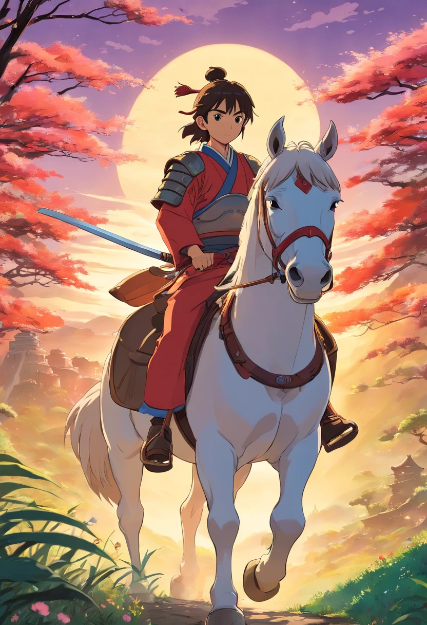 horseback,Anime style,japanese samurai,2-seater