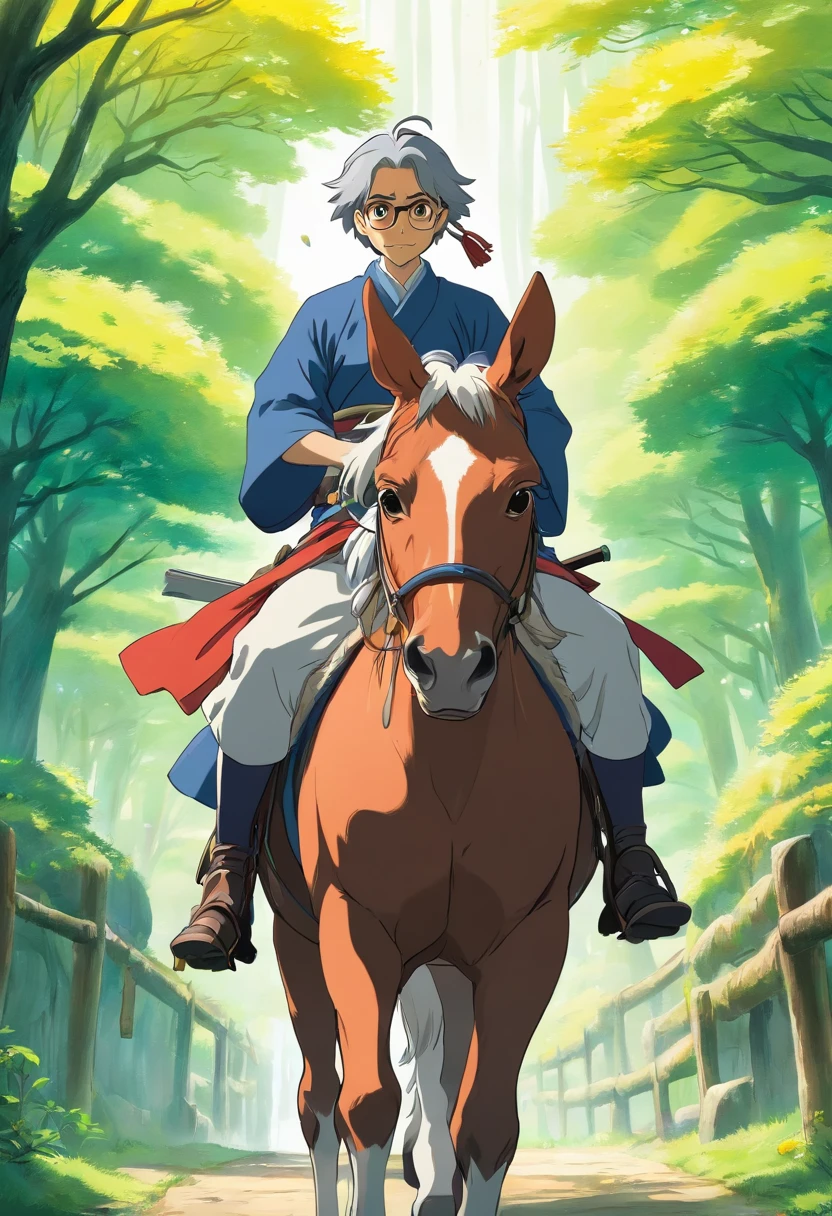 horseback,Anime style,japanese samurai,Carpool for two