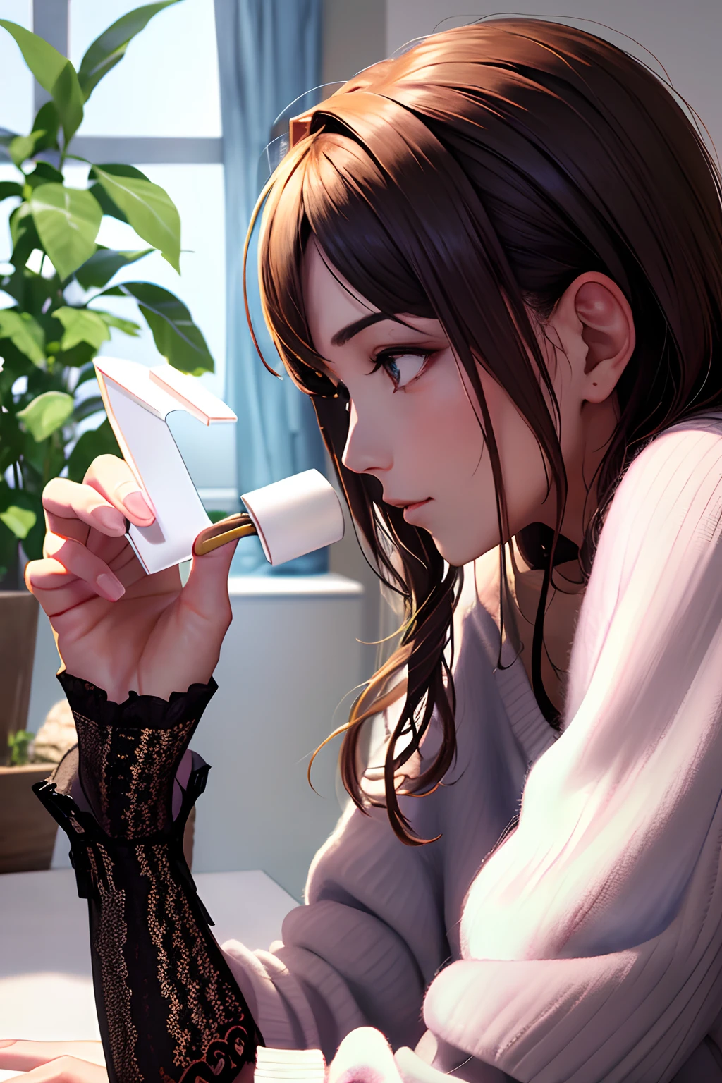 (​masterpiece、top-quality、top-quality、Official art、Beautifully Aesthetic:1.2)、((8K:1.4)), (1girl in)、ighly detailed、Best Quality, 。.3D, (Photorealsitic:1.4), (Bedrooms:1.5)、Kneeling, realisticlying, absurderes, top-quality, colourfull、highestdetailed, ultra-detailliert, face perfect, Highly detailed facial and skin texture, (Beautiful hairstyle:1.4), striking visuals, vivd colour, Professional Lighting