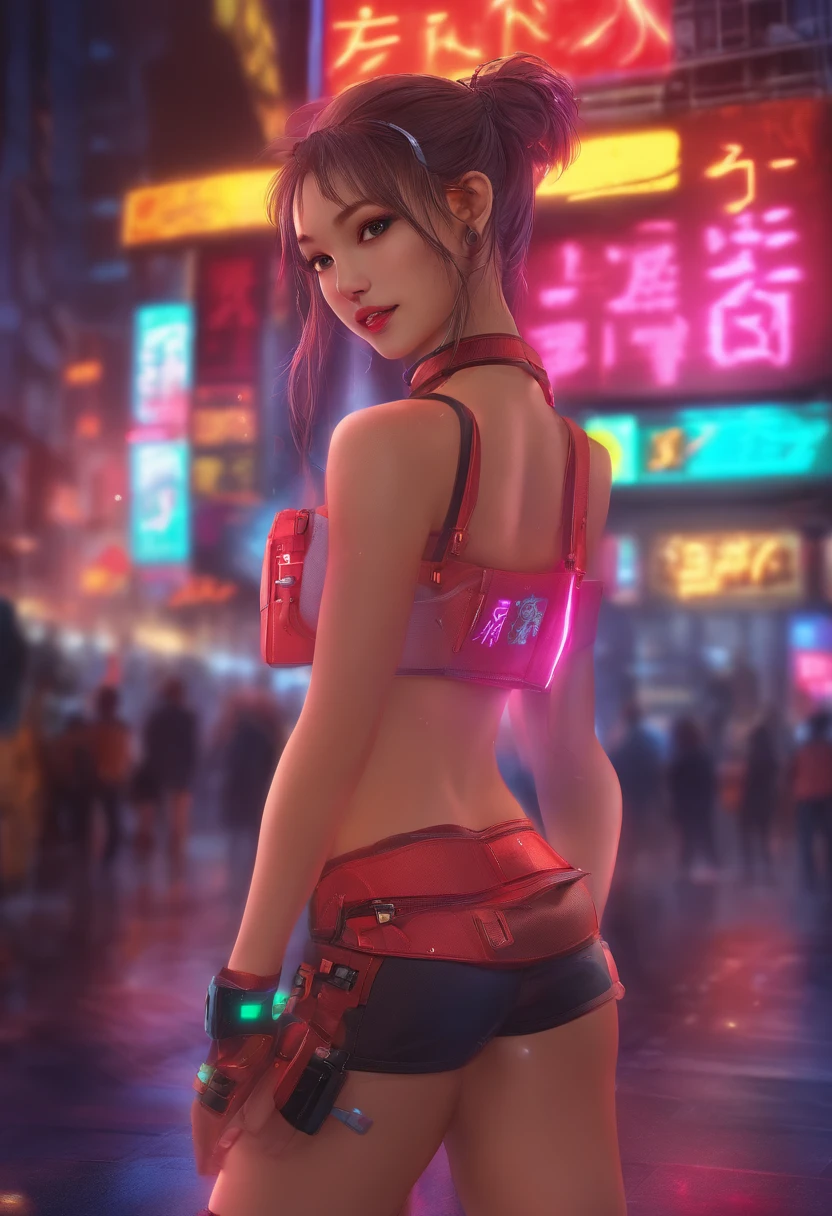 Beautuful Women、8K、Double eyelids、Beautiful fece、Detailed facial modeling、Asians、A smile、No bangs、Sexy clothes、beautiful quality、masterpiece、hight resolution、Realistic、The whole body is shown、Beauty of the world、Cute smile、teeth showing、Cool Girl、High school students、club、Running Wear、Healthy figure、Thin abs、younggirl、Running、Hair is short、