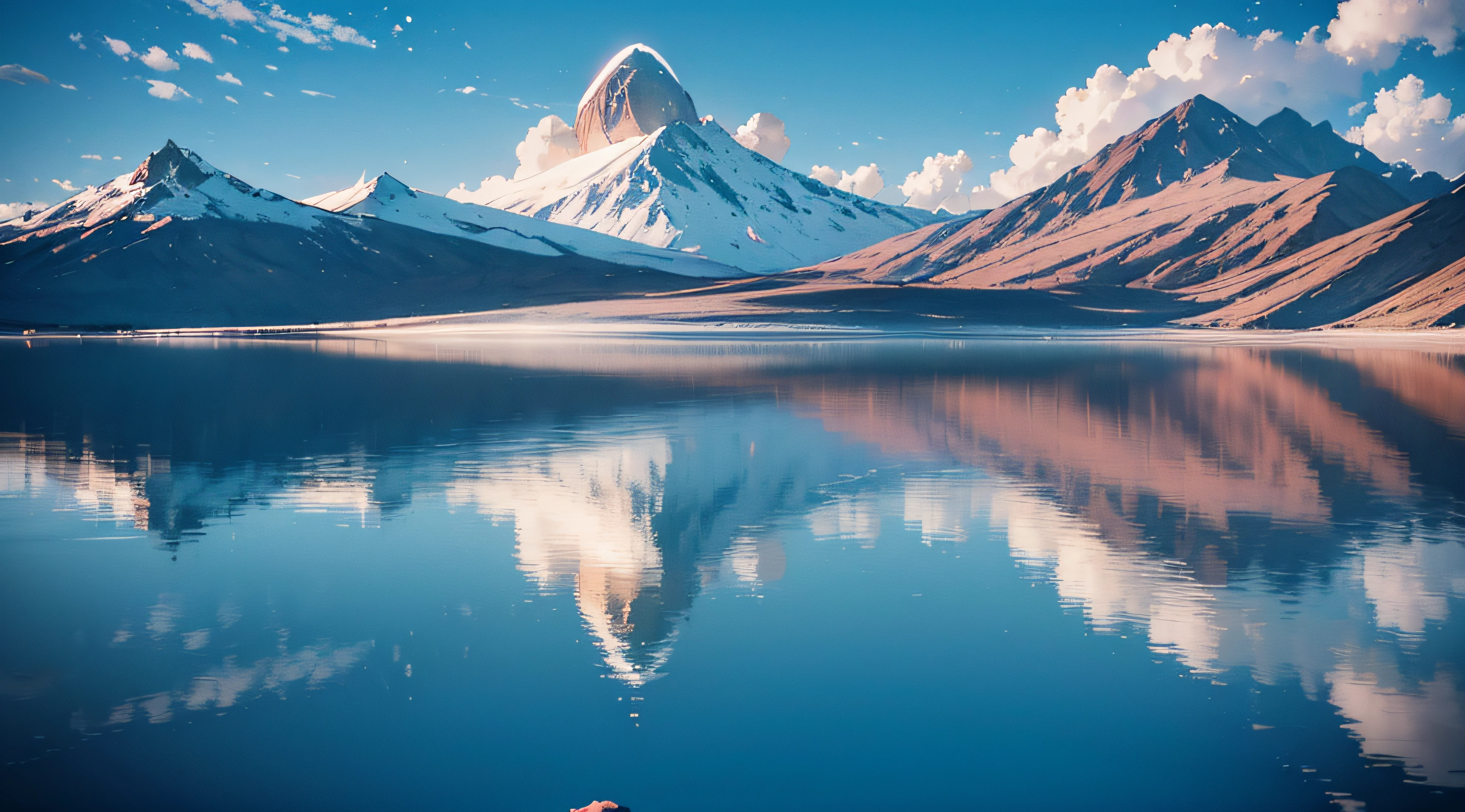 A detailed face Reflections like Salar de Uyuni There is an angel in the middle 8K shine, detaileds Vertical symmetry 76