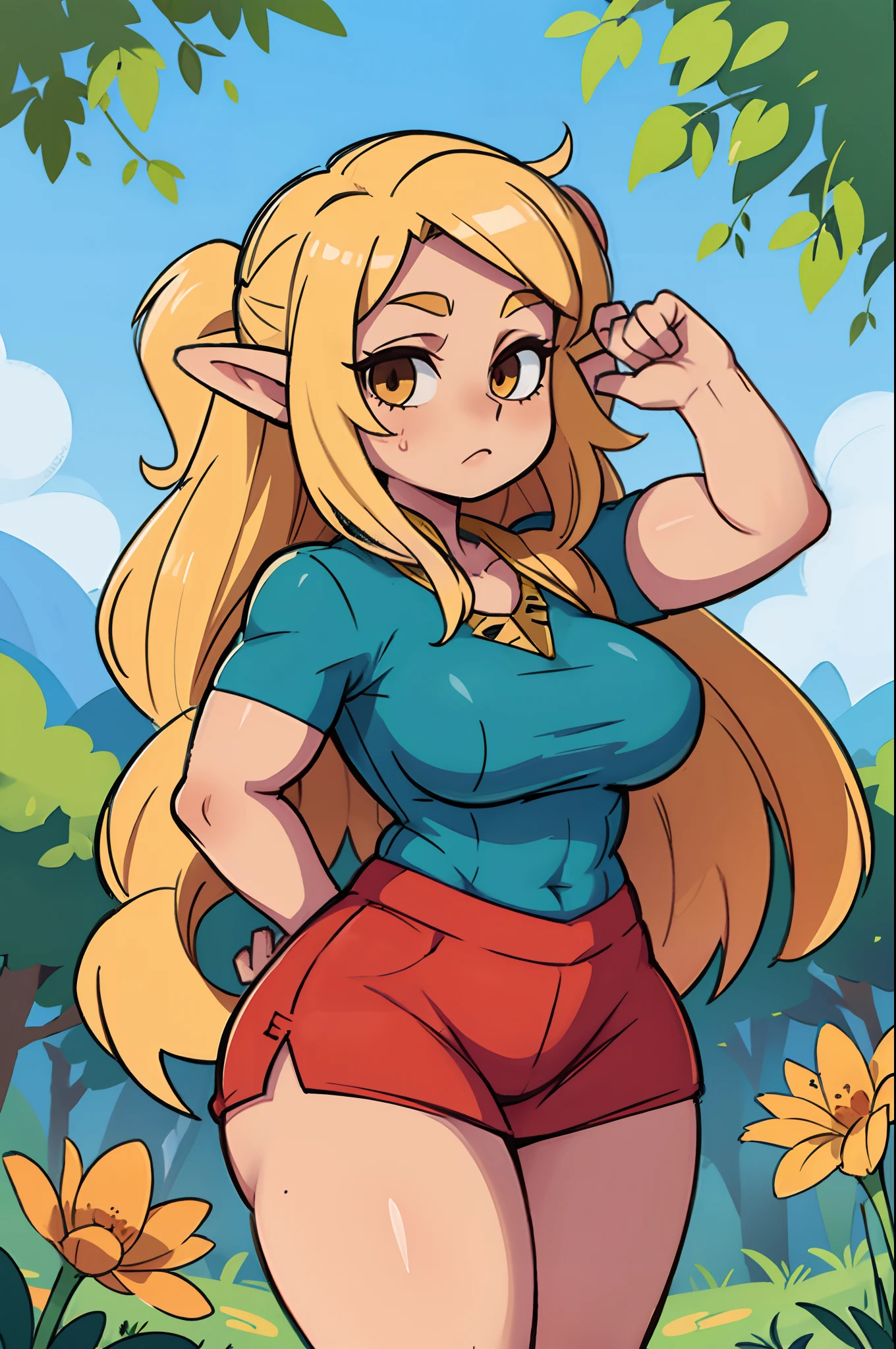 extremely long hair perfect anatomy 1 girl tall solo curvy (muscular) high elf