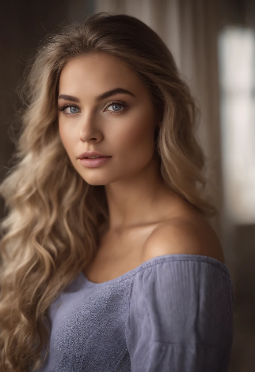 Arafed woman completely , fille sexy aux yeux bleus, ultra realist, Meticulously detailed, Portrait Sophie Mudd, cheveux blonds et grands yeux, selfie of a young woman, Yeux de chambre, Violet Myers, sans maquillage, maquillage naturel, looking straight at camera, Visage avec Artgram, Maquillage subtil, Superbe photo du corps entier,Medium to large bust, sitting at the beach, a new york