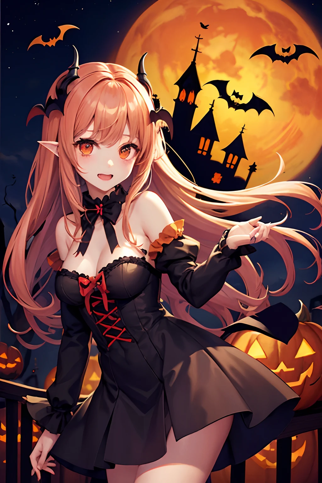 Halloween、With a beautiful vampire girl、Zombie Girl、High school students、Pumpkin ghost、Vampire House、the bats、