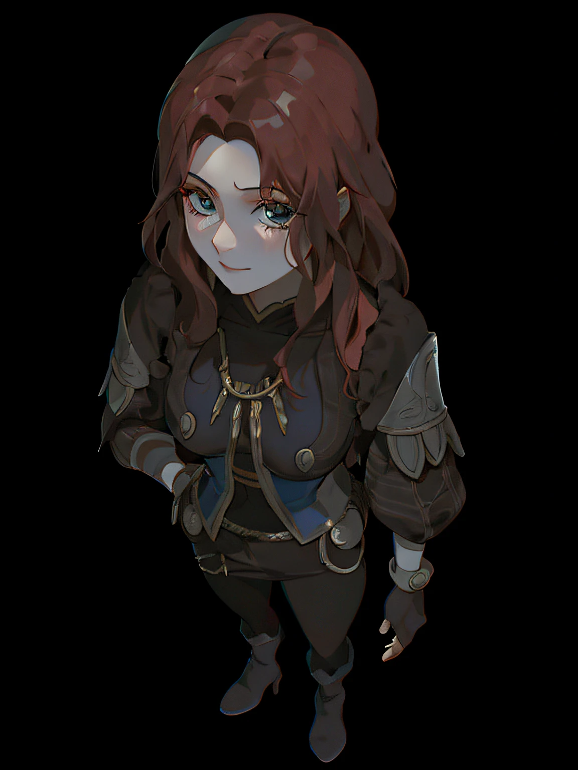 um close up de uma pessoa com cabelos longos, cabelo lioro, roupa da Nami , Personagem altamente detalhado, personagem feminina, cinematic full character, personagem completo, Personagem de close up, character render, render de mirabel madrigal, Personagem de RPG, anime estilizado, Nami One piece, Personagem close up, anime estilizado, valkyrie style character, protagonista feminina, avatar do personagem RPG