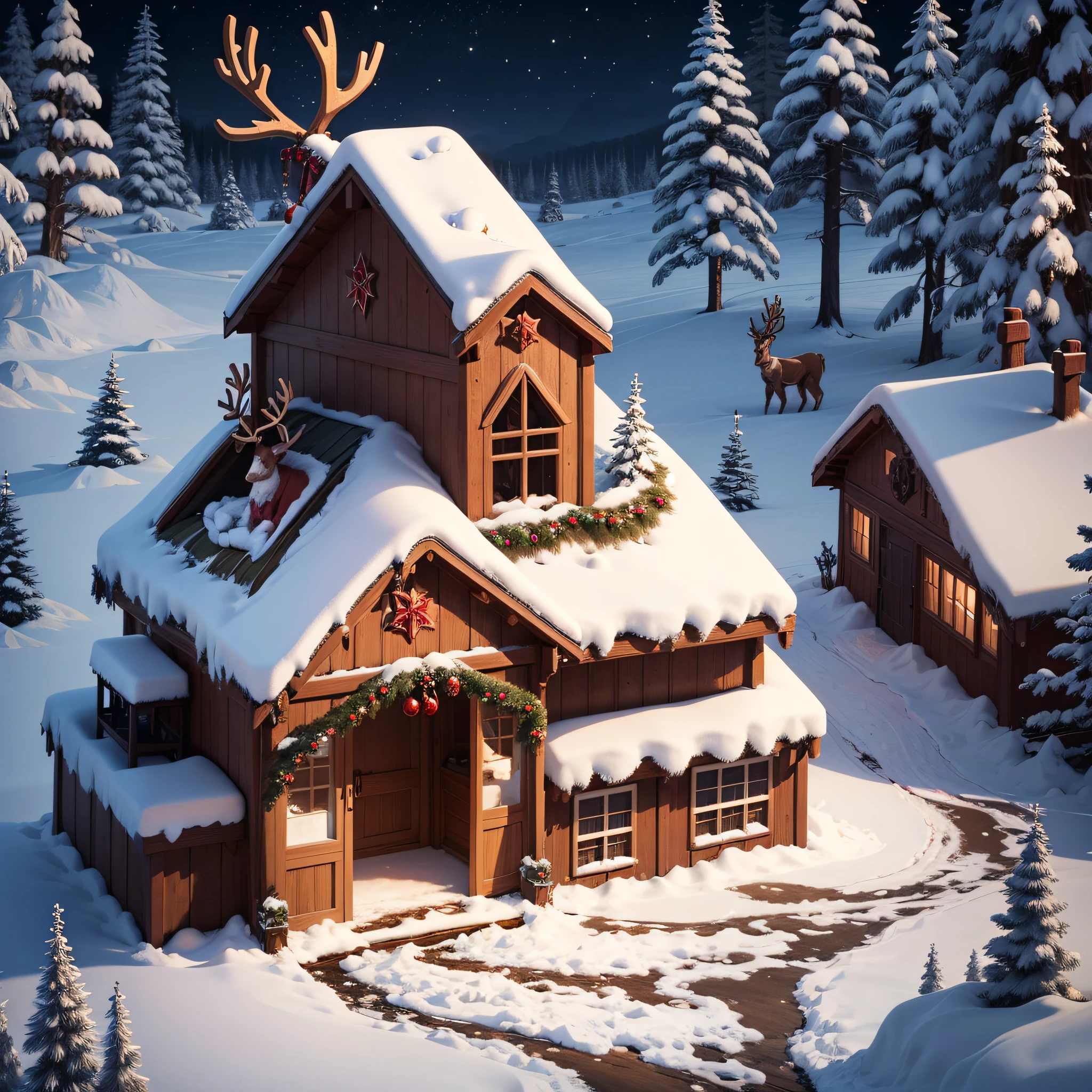 Reindeer Stable: A magical stable where Santa's reindeer rest before their long journey on Christmas Eve.