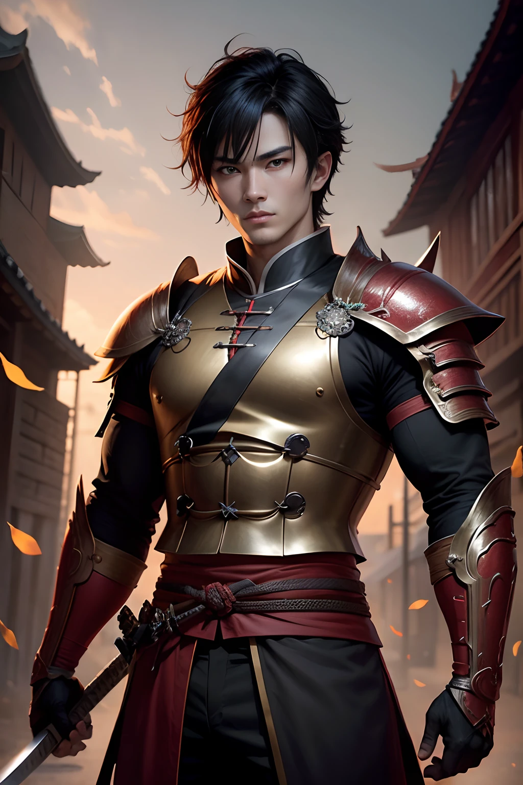 holding a katana