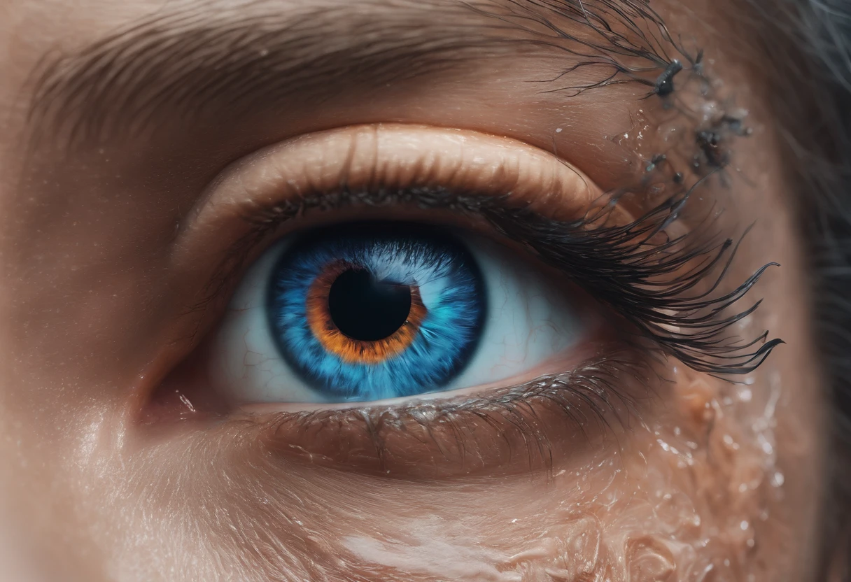 eye in the middle of a cloud of volcano smoke, Volcano erupting with eye on top, tons de azul, arte digital inspirada em Cyril Rolando, surrealismo, Portrait of a giant eye in the smoke of a volcano, mystic eye, nuvem de fumo com um olho, surrealismo