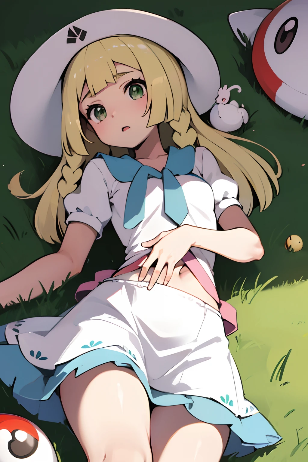 A 12-year-old girl with a cute Alice in Wonderland blonde wavy headband.、Sitting naked、She spreads her legs wide and shows her butt., anus,  and small nipples.。I do not wear underwear。Pose seen from below。are small。Pose that shows your anus。 and anus are spread。Spreading legs with both hands。take off the apron dress。。NFSW