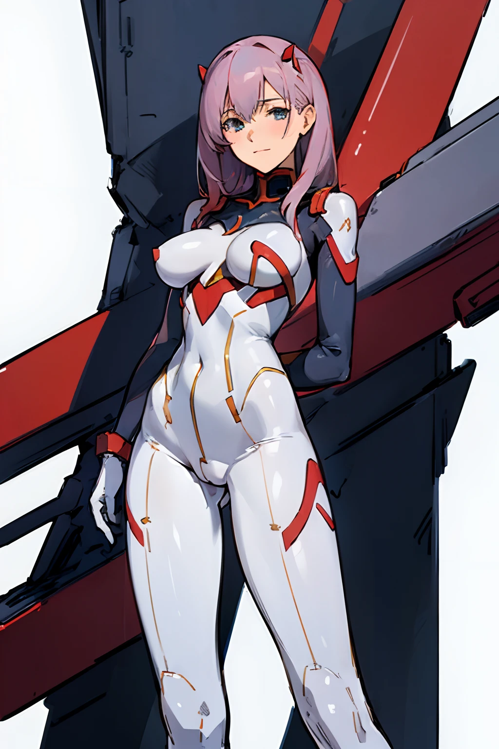 Noel Anderson,Big breasts,(Cowboy Shot,The costume is a full-body pilot suit of darling in FRANXX style,Costume with a visible crotch)++++,Solo,Standing,Full body hug suit,{{{{{{masutepiece}}}}}},((((High Detail Face)))),{{{{Best Quality}}}},{{all intricate}},Perfect composition, 8K, High quality, Sharp Focus,Digital Art,