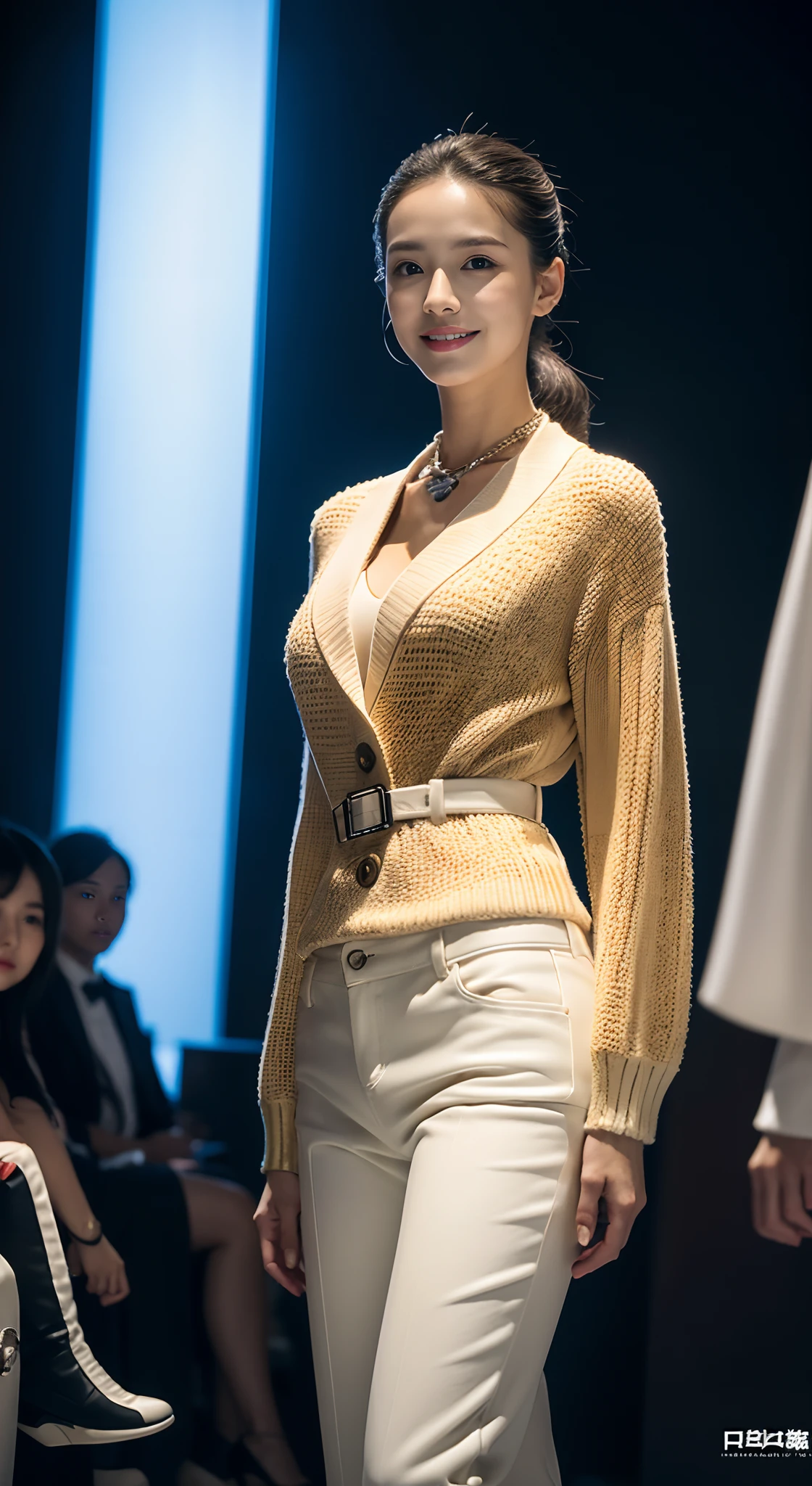 (8K分辨率,Full-body photos),(1womanl,age 22,((rosto magro,Flushed face,delicated face,详细的脸),Slightly squinted eyes,Seductive smile,(Single ponytail,Long hair micro-curls)),Fair smooth skin,(Best Skin Type:1.21),busty figure,((Bespoke slim suit,White shirt,No underwear,denim pant,Leather boots(High-grade materials,knitting,real silk,leathers),Thin band,Metal necklace,jewely),Tall and tall,(dancing posture,Naturally placed hands),delicate artwork,perfect hand,Ultra-fine clothing material),(Urban street background,Shuttling through the crowd,Exquisite setup details),(Professional lighting,Artistic lighting),((Dress neutrally,Material contrast,Fit contrast,Color contrast,Uniform tones,))),(Golden section,Cinema lenses,Hasselblad photograp,tmasterpiece:1.3),(advanced art,High-end streetwear,Official propaganda,Art platform)