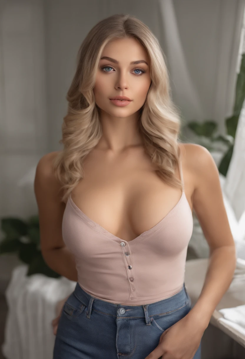 arafed woman fully , sexy girl with blue eyes, ultra realistic, meticulously detailed, portrait sophie mudd, blonde hair and large eyes, selfie of a young woman, bedroom eyes, violet myers, without makeup, natural makeup, looking directly at the camera, face with artgram, subtle makeup, stunning full body standing, in bathroom, large size bust, showing, no bra, no bottoms,stunning full body shot in a bedroom, medium to large breast, exposed breast, exposed bottoms, wearing nothing, showing, shaved bottom region,, fully. , naked body, atomically perfect breast, large breast