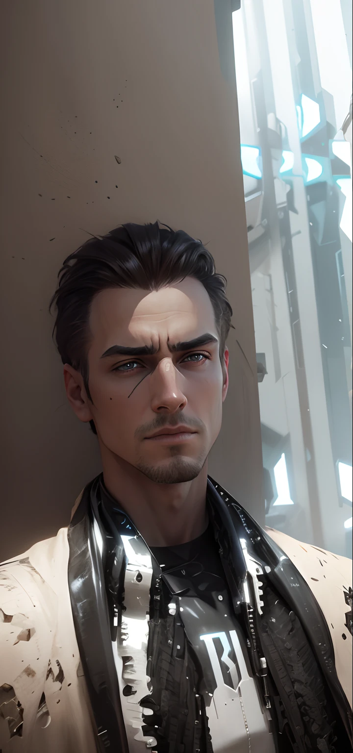 Change Background dune, dress cyberpunk andTechnology,ultra realistics, Handsome, 4k resolution, realstic face,hair colour brawn & white balck