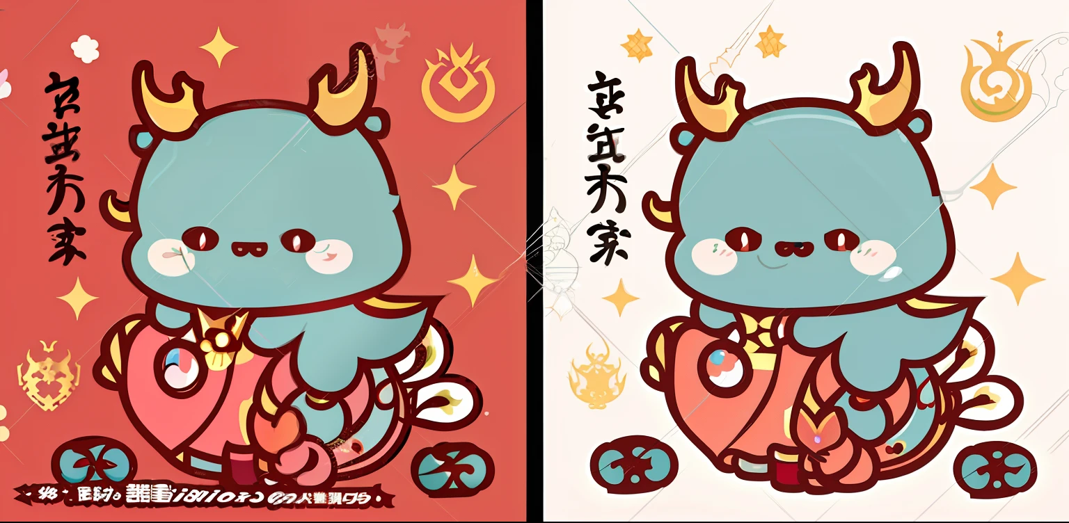 Cartoon characters with a crown of dragon and dragon tail, clean lineart and flat color, hand painted cartoon art style, cartoonish vector style, Middle metaverse, flat color and line, cute colorful adorable, no gradien, Wang Chen, cartoonish graphic style, colorful image, Japanese cartoon style