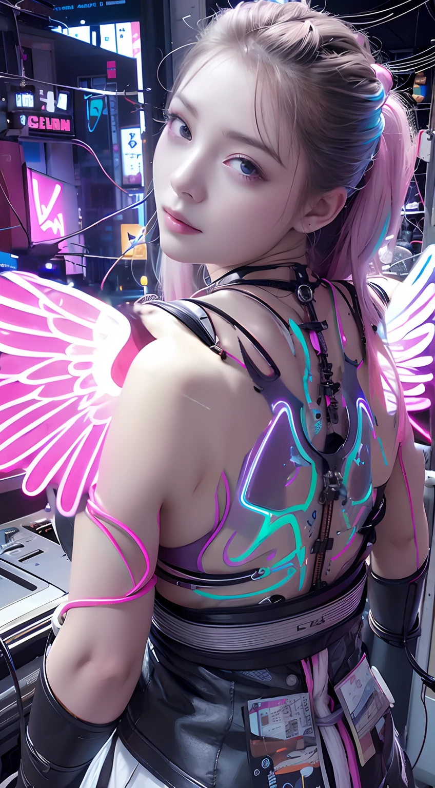 Pink neon wings、Glowing Angel Wings、top-quality
