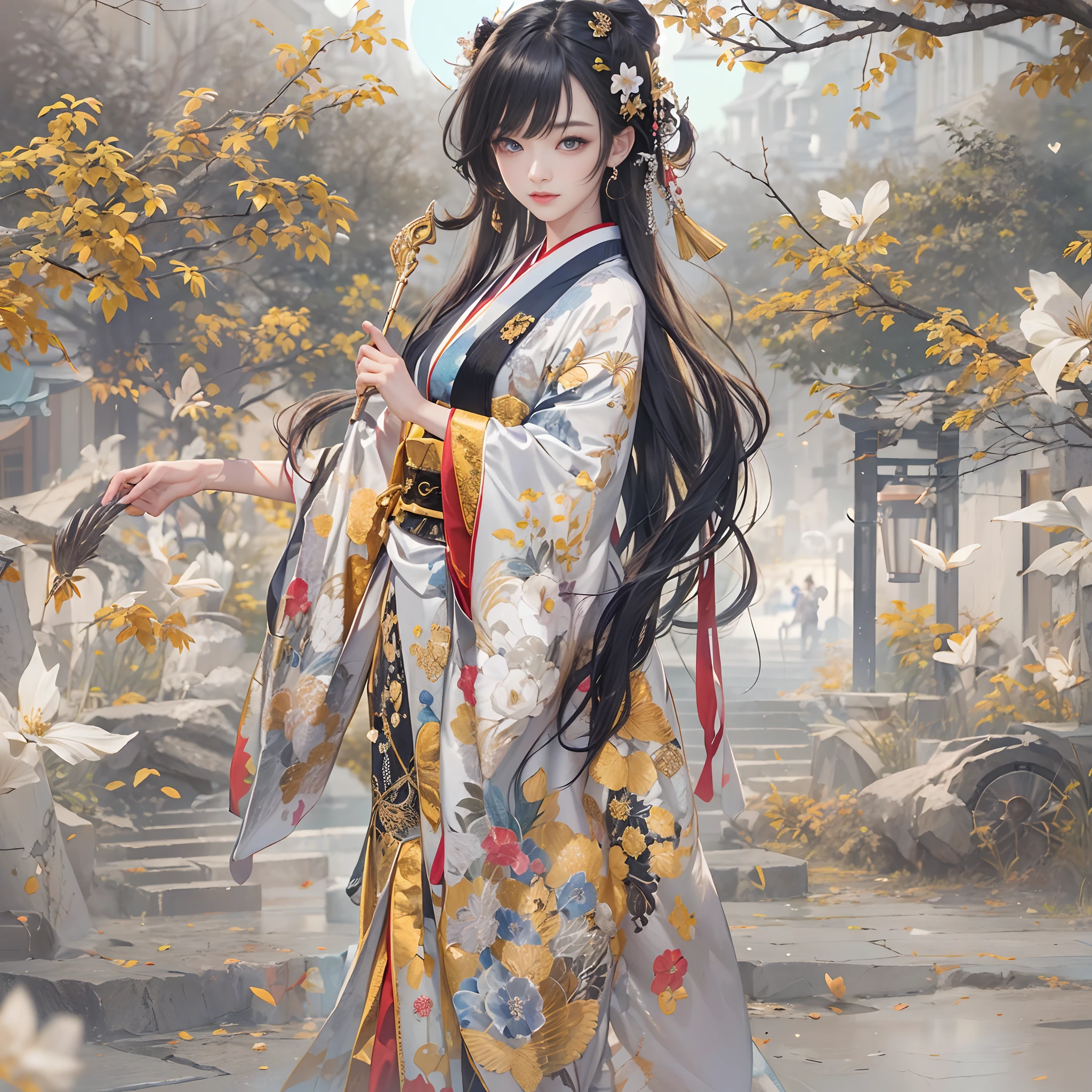watching at viewers、Background with((ancient city:1.2)And the moon、(dense background:1.5))、BREAK {{{Luxury kimono(Colorful kimono(Detailed golden embroidery,))}}}、face perfect,Depict a beautiful and graceful woman of Japan,poneyTail、Woman with shiny black hair、perfect hand,Heart in the eye。odd eye,full body Esbian,Blur the background with a sickle,((masutepiece)), ((Best Quality))Wallpapers 16K, .Blur the background with a sickle,BREAK,((masutepiece)), ((Best Quality)),epicd(Lige Fries Photography、sony a7、50 millimeters、pores:1.5、Farbe、ultra-detailliert:1.5、film grains:1.4、hyper realisitic:1.5)、octan render、 ultra realistic lifelike textures、masterpiece、unrealengine5、the Extremely Detailed CG Unity 8K Wallpapers、Madly detailed photo、Ultra-realistic light、(Pulitzer Prize for Best Photography、Taylor Wessing Award for Best Photography)