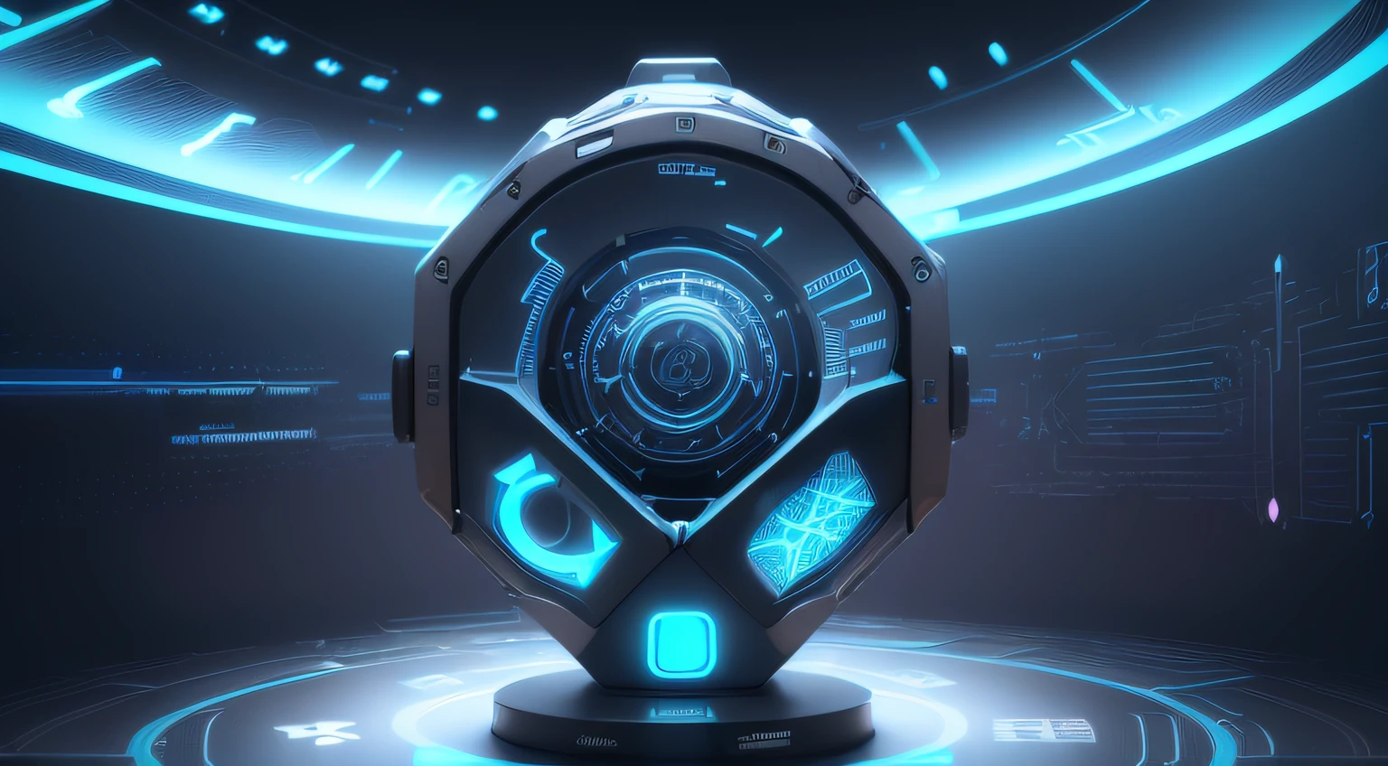 ((Logotipo de "Electronic kaleidoscope")), ((aspecto 3D)), ((metal texture)), ((Behind this blue neon light)), (fondo neutro color gris), ((Calidad superior, 8k, Obra maestra: 1.3)), ((Octane render))