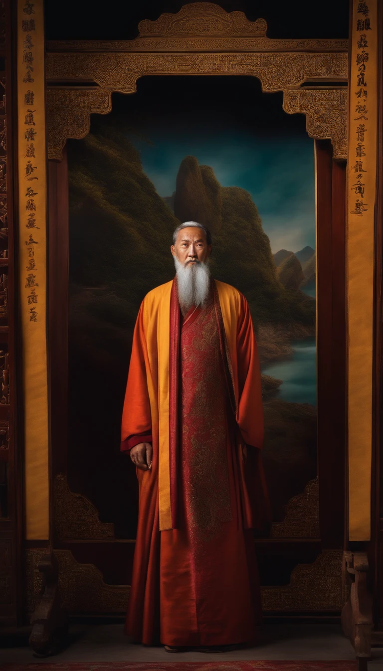 The Chinese apostle looked at the screen, roupas compridas, religión ,Ultra foto realista