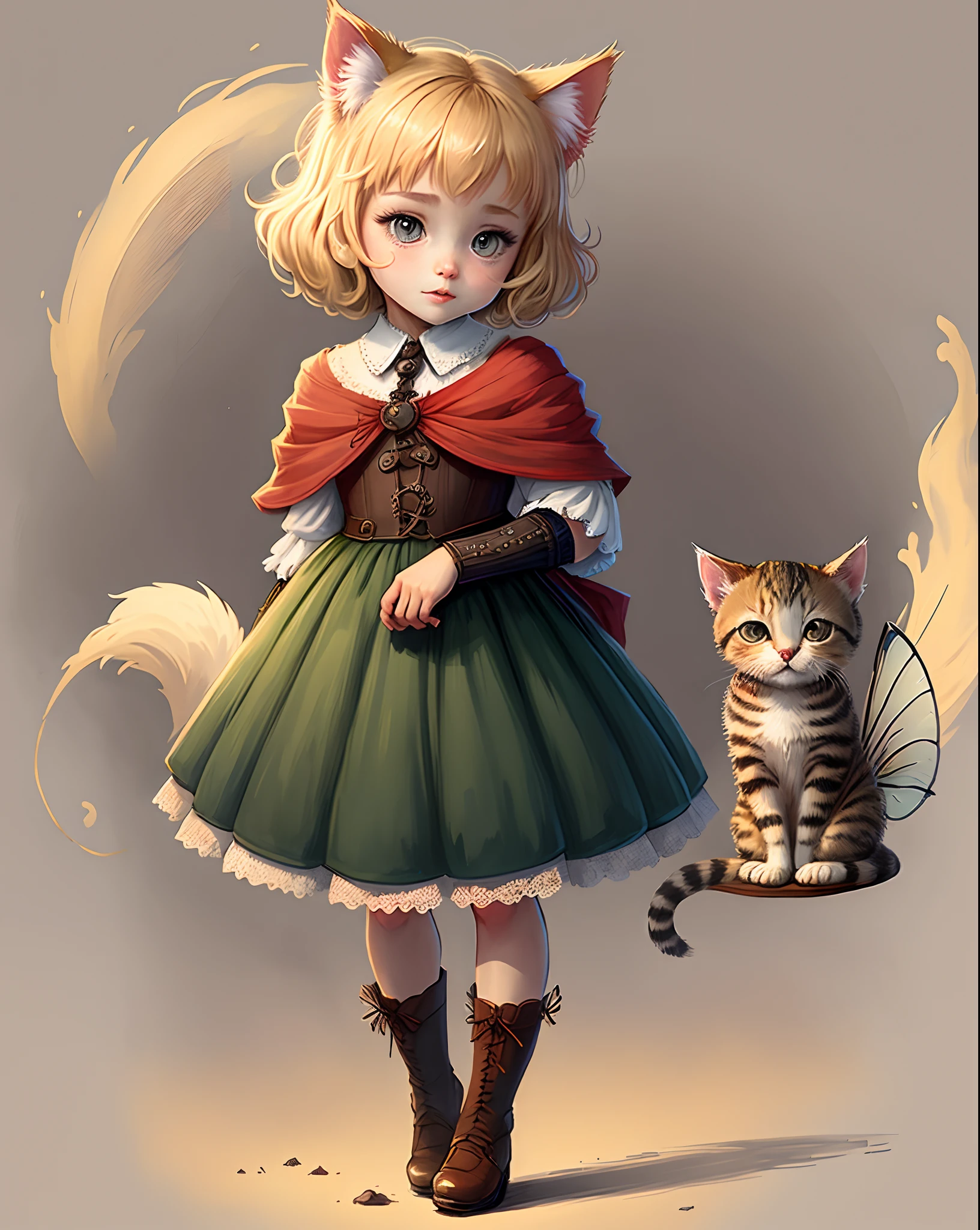 Draw an illustration for a fairy tale about a funny kitten