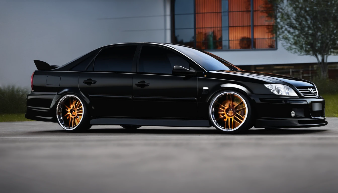 make an opel vectra 2000 black with body kit and spoiler