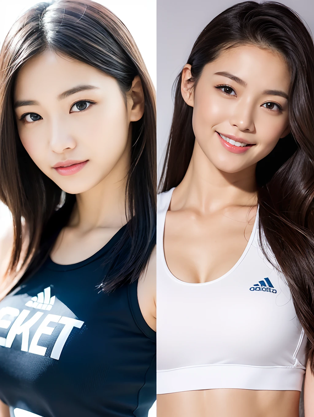 (Photorealsitic)Beautuful Women, attractive beautiful face, 二重まぶた, Beautiful detailed eyes, long eyeslashes, (Smile: 1.15), 8K Beauty Full Body Portrait, TOKYOcty, 17 age,1 female, Sportswear