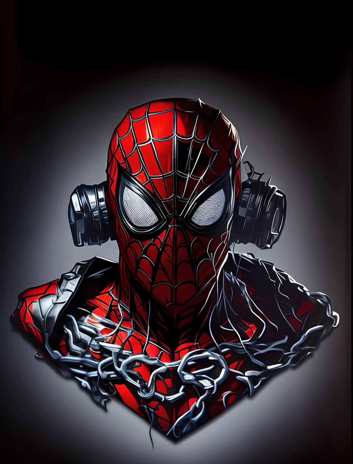 spider - man with chains around his neck and eyes, Retrato do Homem-Aranha, Homem-Aranha no Moshpit, Estilo futurista Homem-Aranha, Homem-Aranha como Exterminador do Futuro, Aranha altamente detalhada - Man, Spiderman, Pedro Parker, Homem-Aranha como Electro, aranha - homem, Homem-Aranha, Miles Morales!!!, carnificina, spider - estilo de arte verso, inspirado em Alton Tobey, Miles Morales