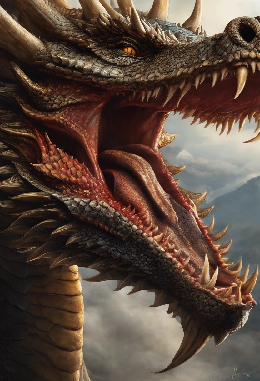 a drawing of a dragon flying with sharp teeth and sharp teeth, dragon art, epic pencil illustration, detailed dragon, by Adam Marczyński, by Sava Šumanović, by Arthur Pan, a dragon, well designed female dragon, all wings exposed, show entire wings