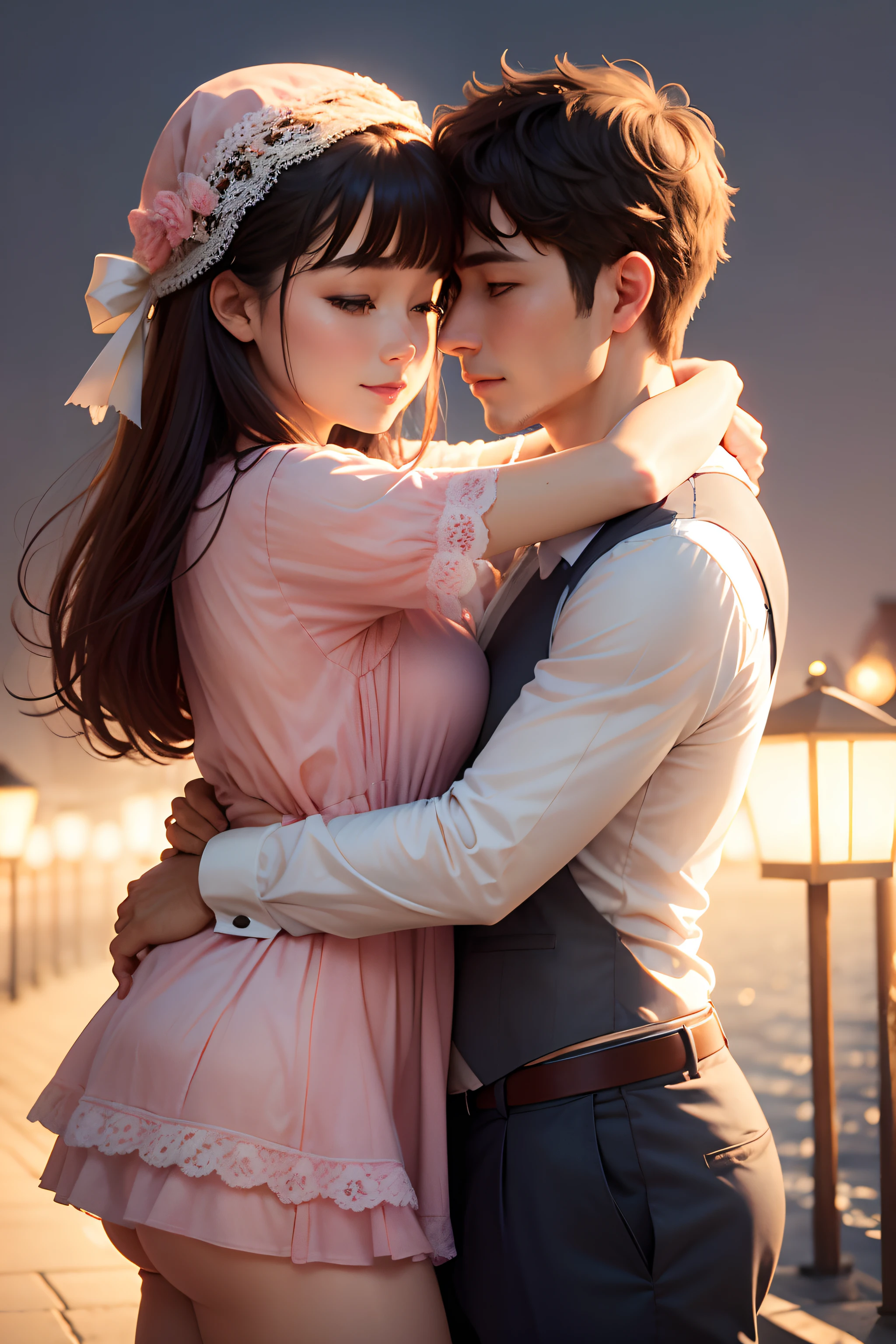 hug, dressed, romantic, love making
