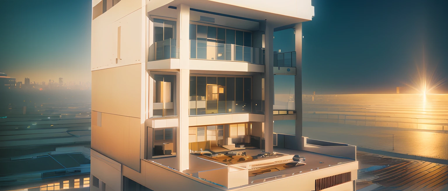 render with the city, lighting interior, poor