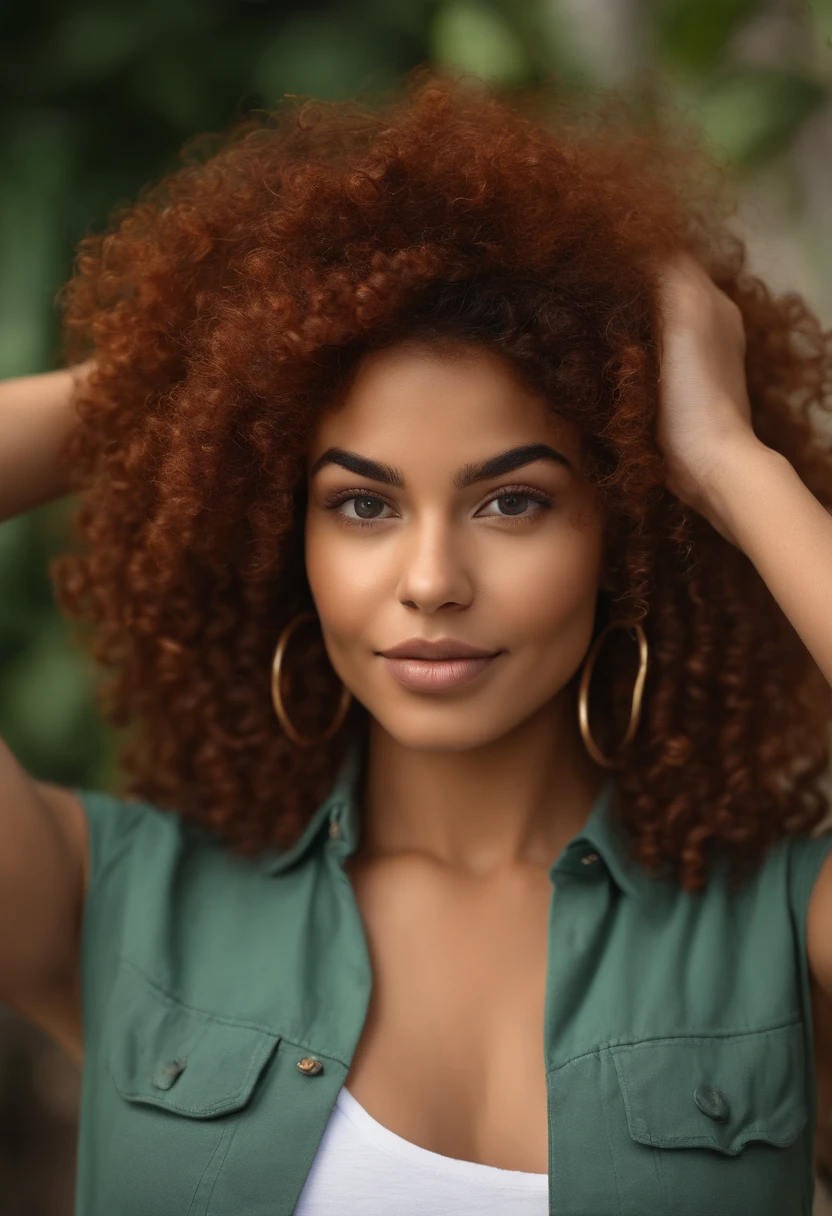 "Ultra-realistic image of a beautiful 23-year-old Afro-Latina girl,Caramel peel, corps parfait, Prendre un selfie dans la salle de bain avec son iPhone 14, maigre, taille ultra-fine, cheveux rouge, Short curly hair karibean , piercing green eyes.hyper-realistic，anatomie correcte，Facial features are carefully represented，Boucles gratuites, curly red hair, (court, curly red hair), Long curly wild red hair, cheveux multiversaux, court, curly red hair, curly red hair, Boucles, wavy hair spread out, Boucles baroques, Boucles, Curly,Texture des cheveux, Curly bang