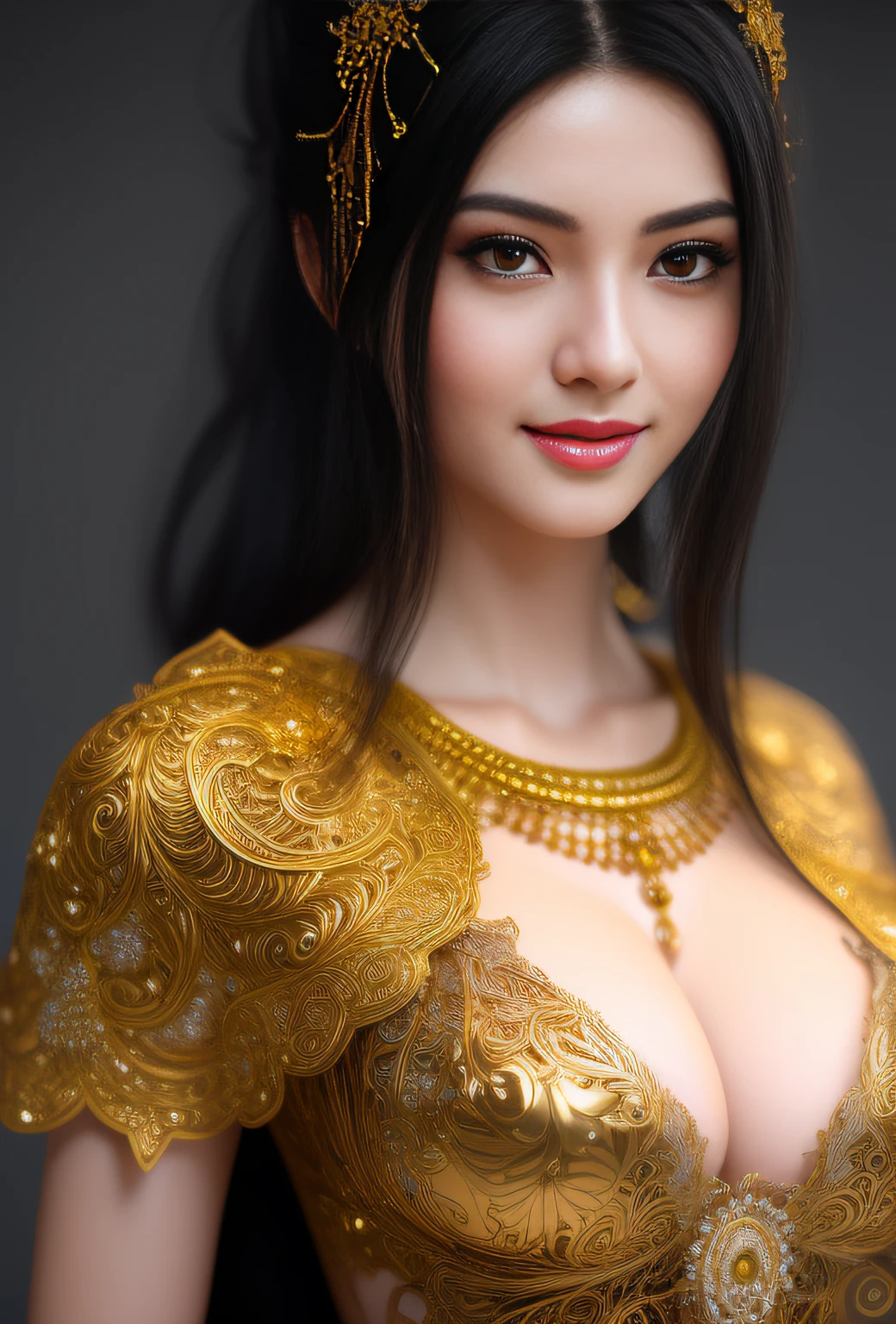 full body wide shot, woman beautiful face warrior wearing heavy iron body armor insanely detailed and intricate , hypermaximalist, elegant, ornate, hyper realistic, super detailed, cinematic light, dark fantasy, ConceptArtWorld, apocalyptic,grouchy, masterpiece,(masterpiece:1.3), (8k, photorealistic, RAW photo, best quality: 1.4), japanese, (1girl), beautiful face, (realistic face), (black hair, long hair:1.3), beautiful hairstyle, realistic eyes, beautiful detailed eyes, (realistic skin), beautiful skin, attractive, ultra high res, ultra realistic, highly detailed, golden ratio, (detaled face:1.2),looking at viewer,smile,open white shirt,medium breasts,standing,hand on hip,off shoulder,