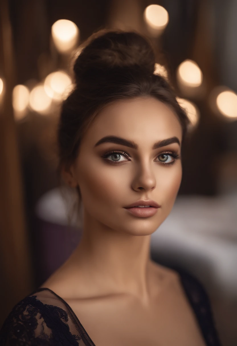 Arafed woman completely ,espagnol, fille sexy aux yeux bruns, ultra realist, Meticulously detailed, Portrait Sophie Mudd, cheveux bruns et grands yeux, selfie of a young woman, Dubai Eyes, Violet Myers, sans maquillage, maquillage naturel, looking straight at camera, Visage avec Artgram, Maquillage subtil, Medium to large bust