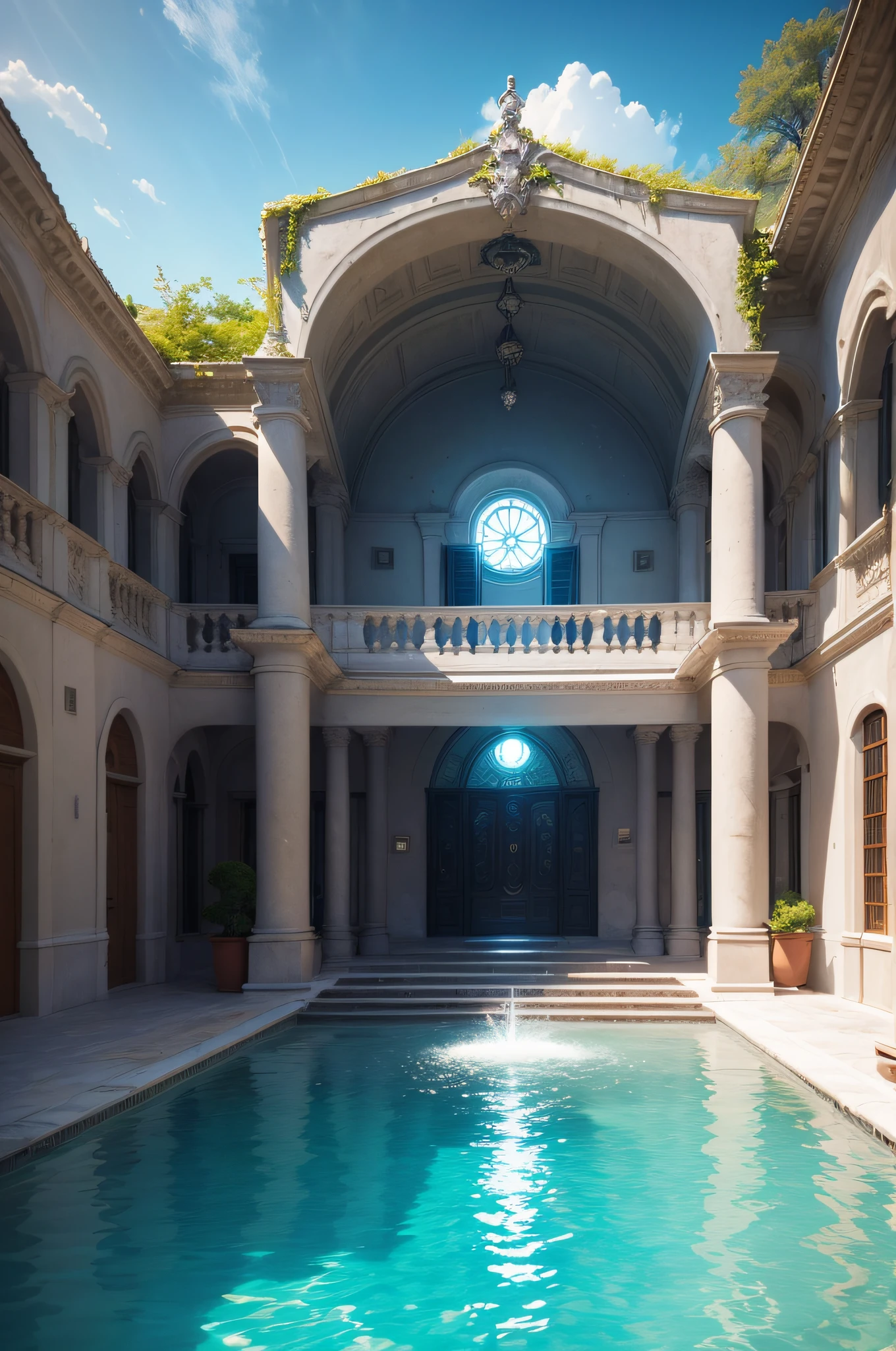 Die Unterwasserwelt von Atlantis, Tiefsee, epic reality, (HDR: 1.4), gesprenkeltes Sonnenlicht, coole Farben, Antike Ruinen, ocean-like houses full of design sense, Tiefseelebewesen, Koralle, Fantastisch und unglaublich, Epische Komposition , (Komplizierte Details), (Komplizierte Details, Ultra-Details: 1.2), Kunststation, (Meisterwerk, best quality), wundervolles Licht, Pleisiosaurus --v 6