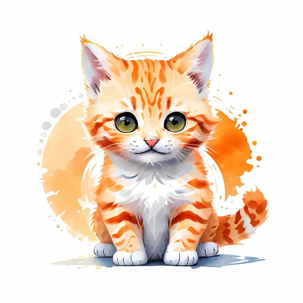 circular design, logo art, (orange cat), fantasy, colorful, vintage, charming: white background, lowbrow art, digital illustration, radiant; gouache, 16k, minimalistic, doodle, CGSociety, solarpunk, crispy quality, sharp, bright, volumetric lighting, intricate, ample negative white space, as a logo, as a t-shirt logo in the style of art,  vladstudio ,