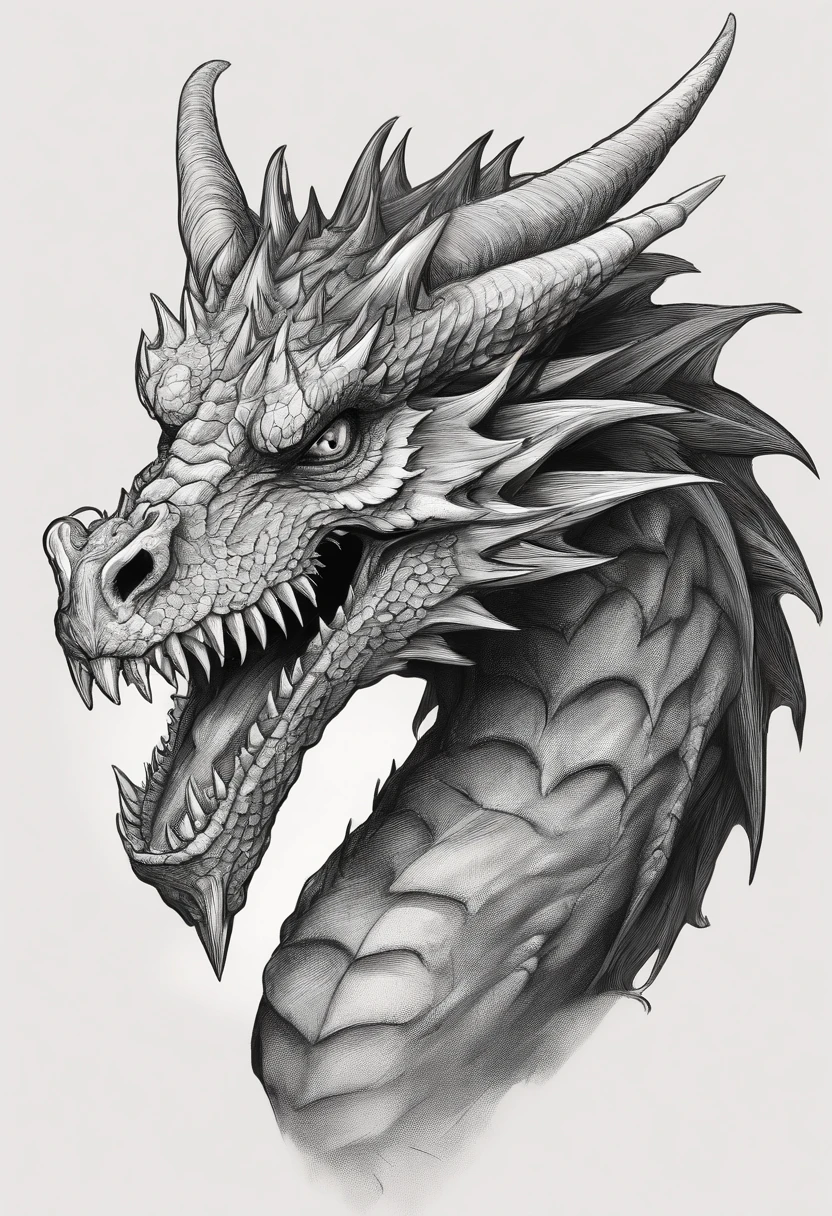 a drawing of a dragon head with sharp teeth and sharp teeth, dragon portrait, dragon face, portrait of a dragon, dragon art, epic pencil illustration, dragon head, detailed dragon, by Adam Marczyński, dragon head!, dragon with scars, by Sava Šumanović, by Arthur Pan, a dragon, well designed female dragon head, dragon mouth