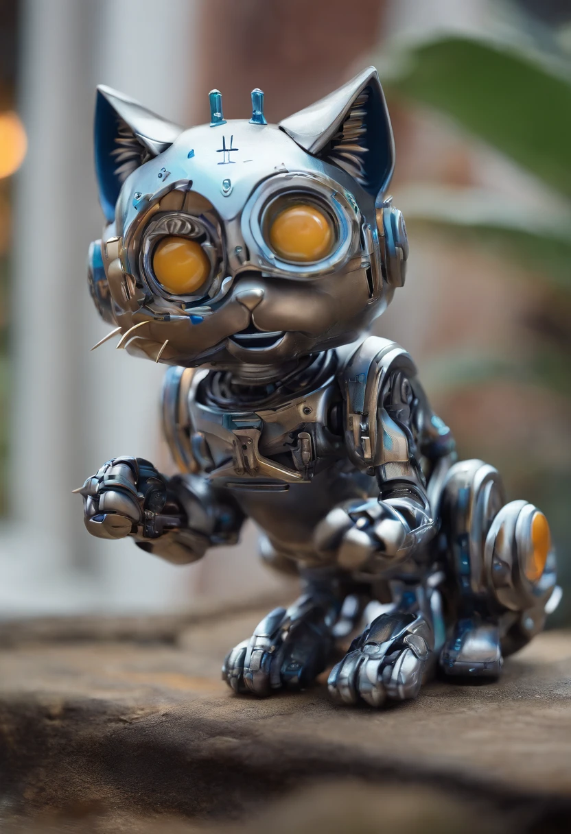 A cute metal kitten, robot, Cyberpunk style, [complex details], HDR, [complex and super detailed details], cinematic sequences, vignette.