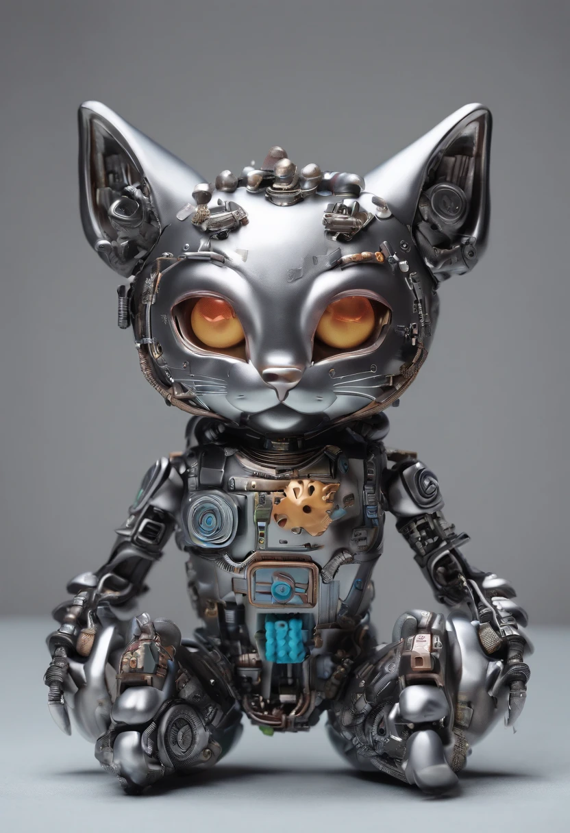 A cute metal kitten, robot, Cyberpunk style, [complex details], HDR, [complex and super detailed details], cinematic sequences, vignette.