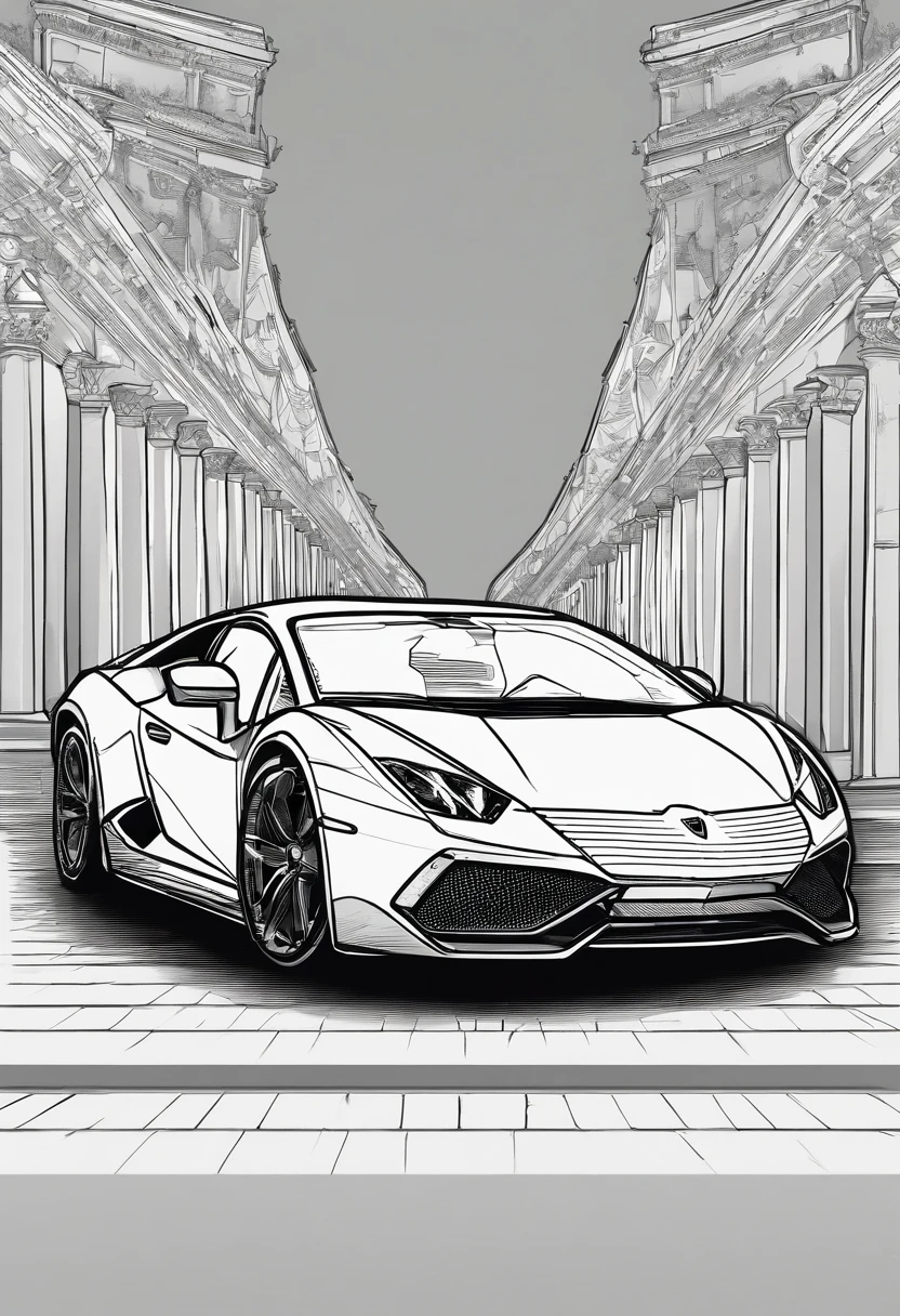 lamborghini design for a T-shirt in roma and the coliseum in the background.