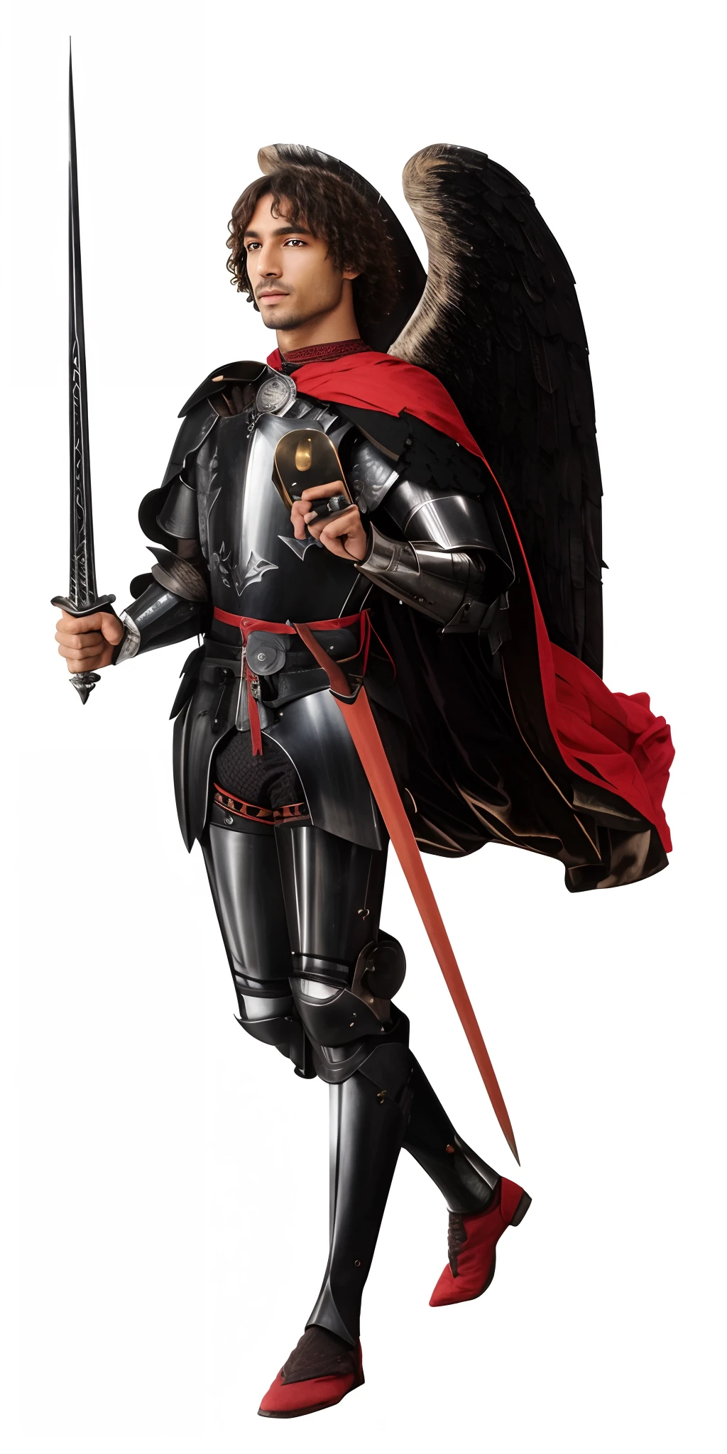 imagem de um homem vestido com armadura segurando uma espada, full portrait of magical knight, Berserk Skullknight Armadura Negra, anthropomorphic raven knight, corpo inteiro 1 / 6 Nihei Tsutomu, Aragorn com armadura medieval, gothic knight, ares com armadura pesada e espada, cavaleiro usando armadura de placa, cavaleiro blindado em vermelho, cavaleiro blindado, 4k